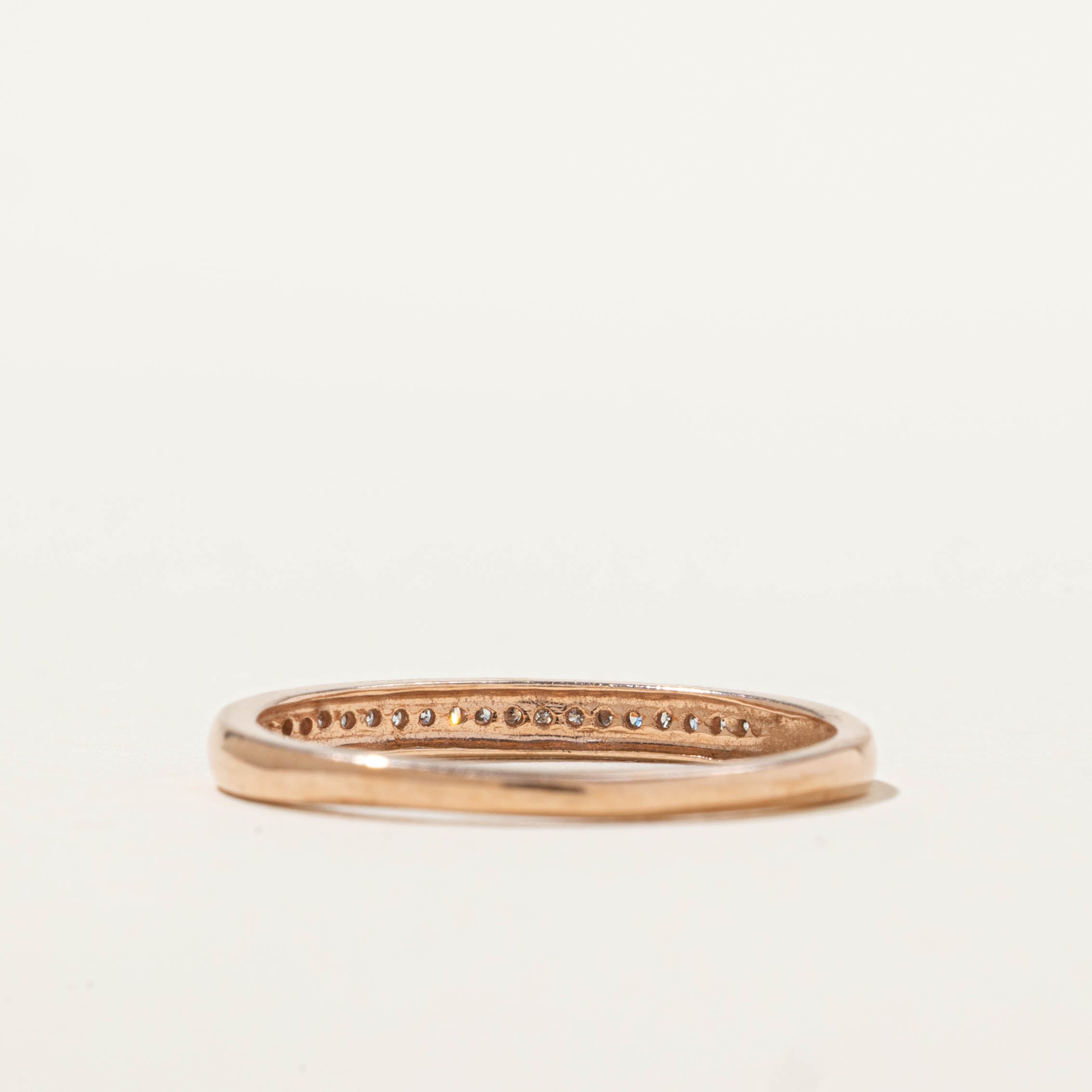 10k Rose Gold Semi Eternity Diamond Milgrain Band | SZ 6.75