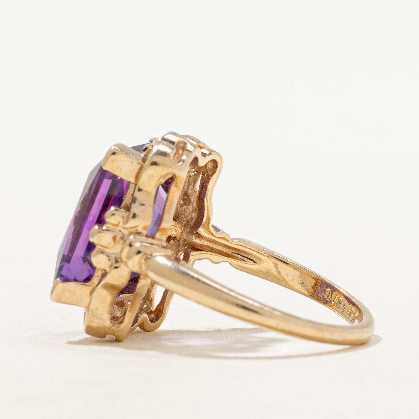 Synthetic Purple Sapphire Scrollwork Ring | 7.60ct | SZ 5.25