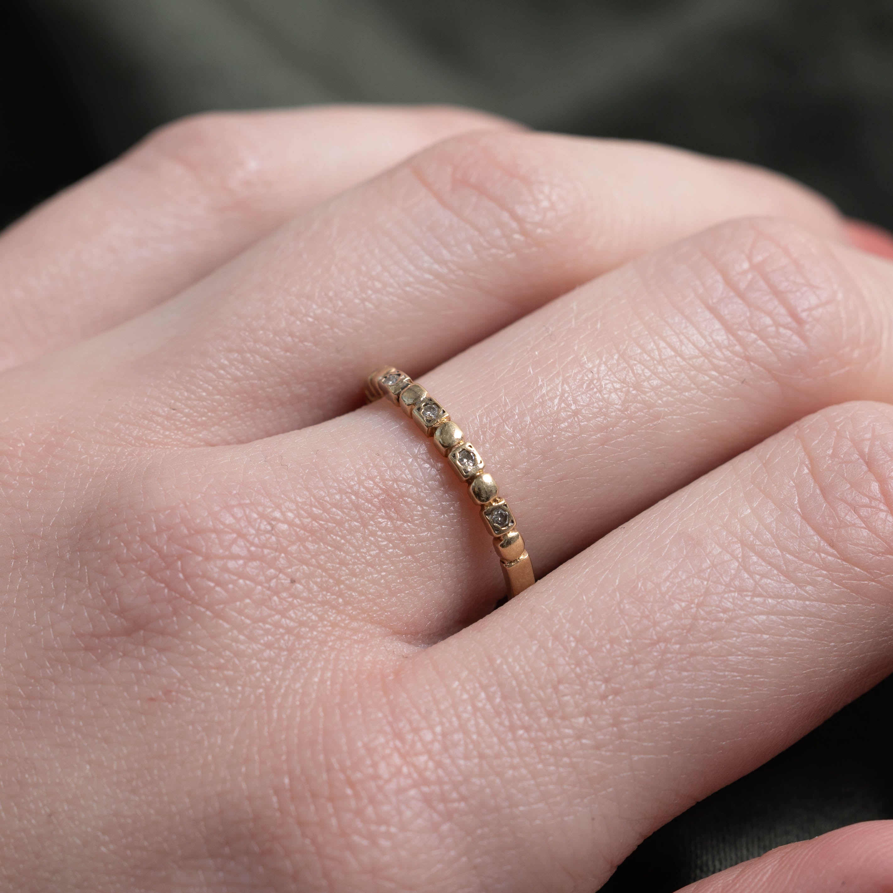 10k Semi Eternity Diamond Textured Band | 2.00mm | SZ 7