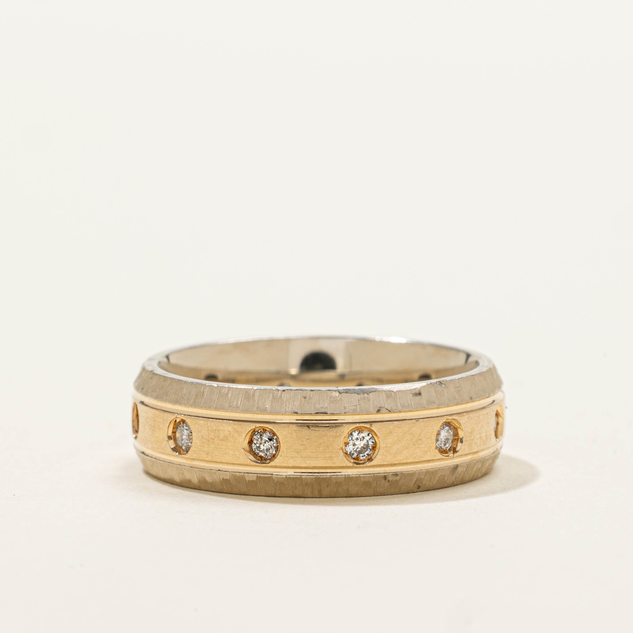14k Two Tone Eternity Flush Set  Diamond Band | 5.65mm | SZ 5.75
