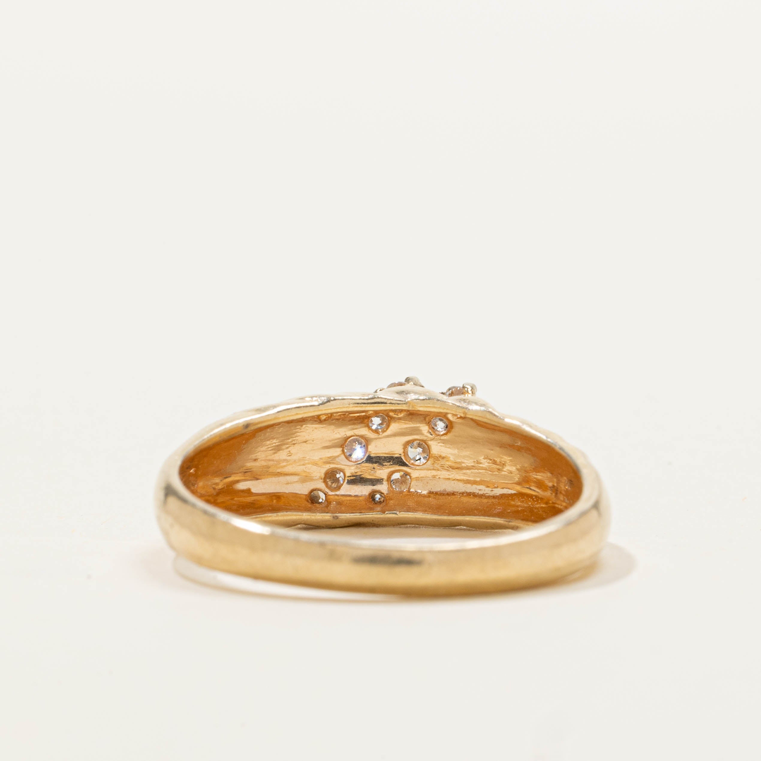 14k Diamond Grooved Dome Ring | SZ 7.75