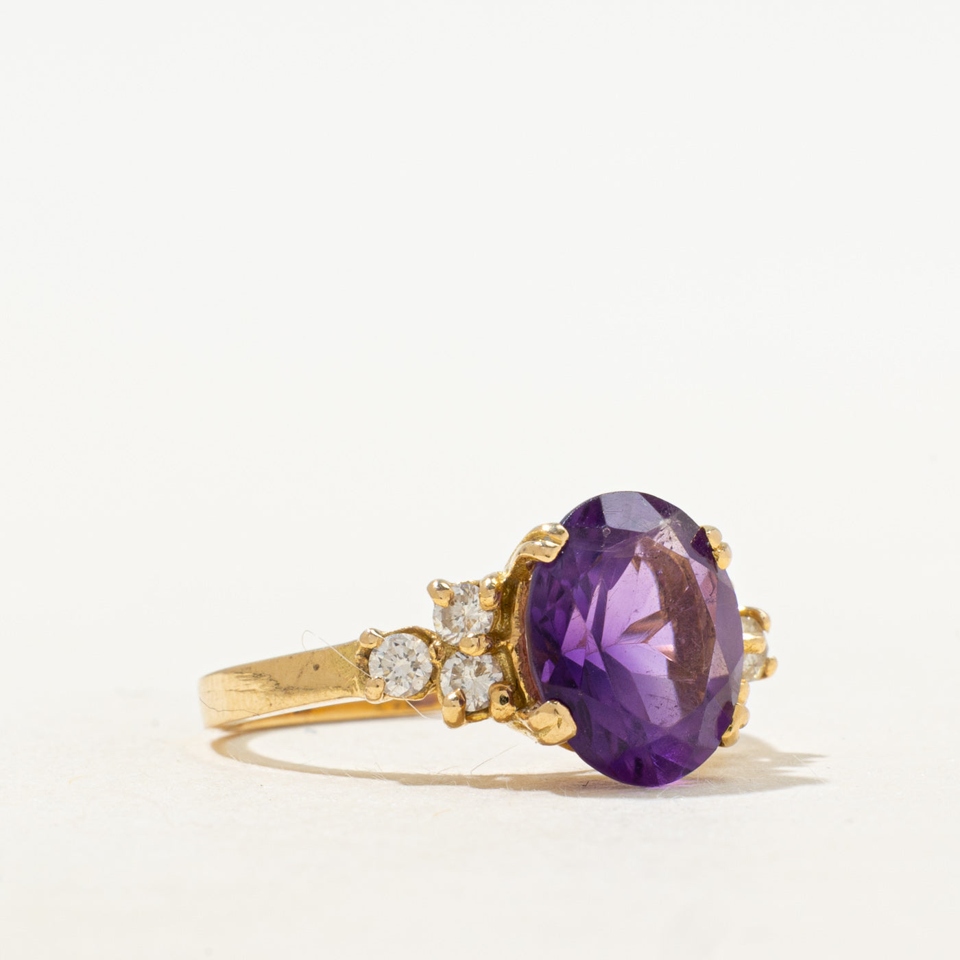 18k Amethyst & Diamond Cocktail Ring | 3.15ct, 0.30ctw | SZ 7.25