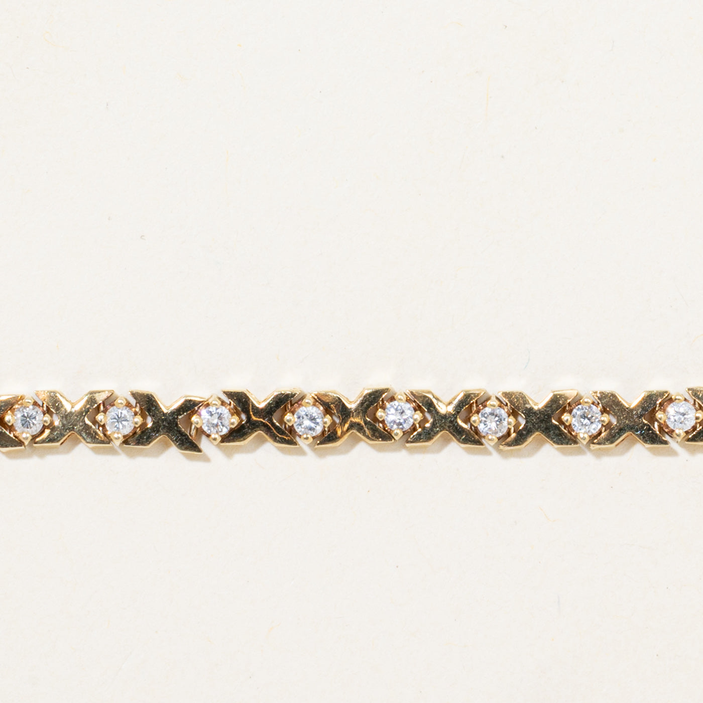 Yellow Gold Diamond X Tennis Bracelet | 0.90ctw | 7.5"