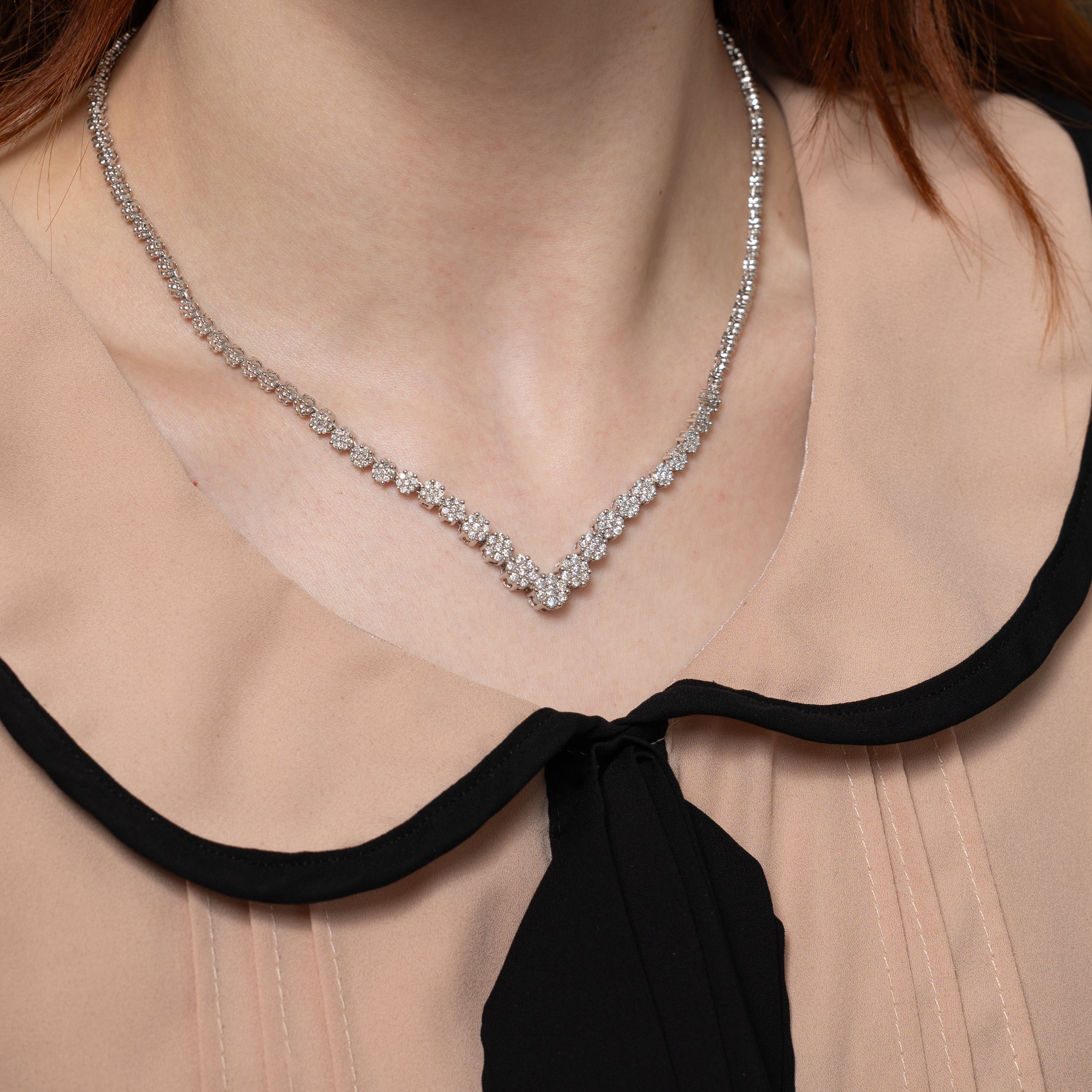 White Gold Illusion Set Diamond Encrusted Necklace | 1.70ct | 16"