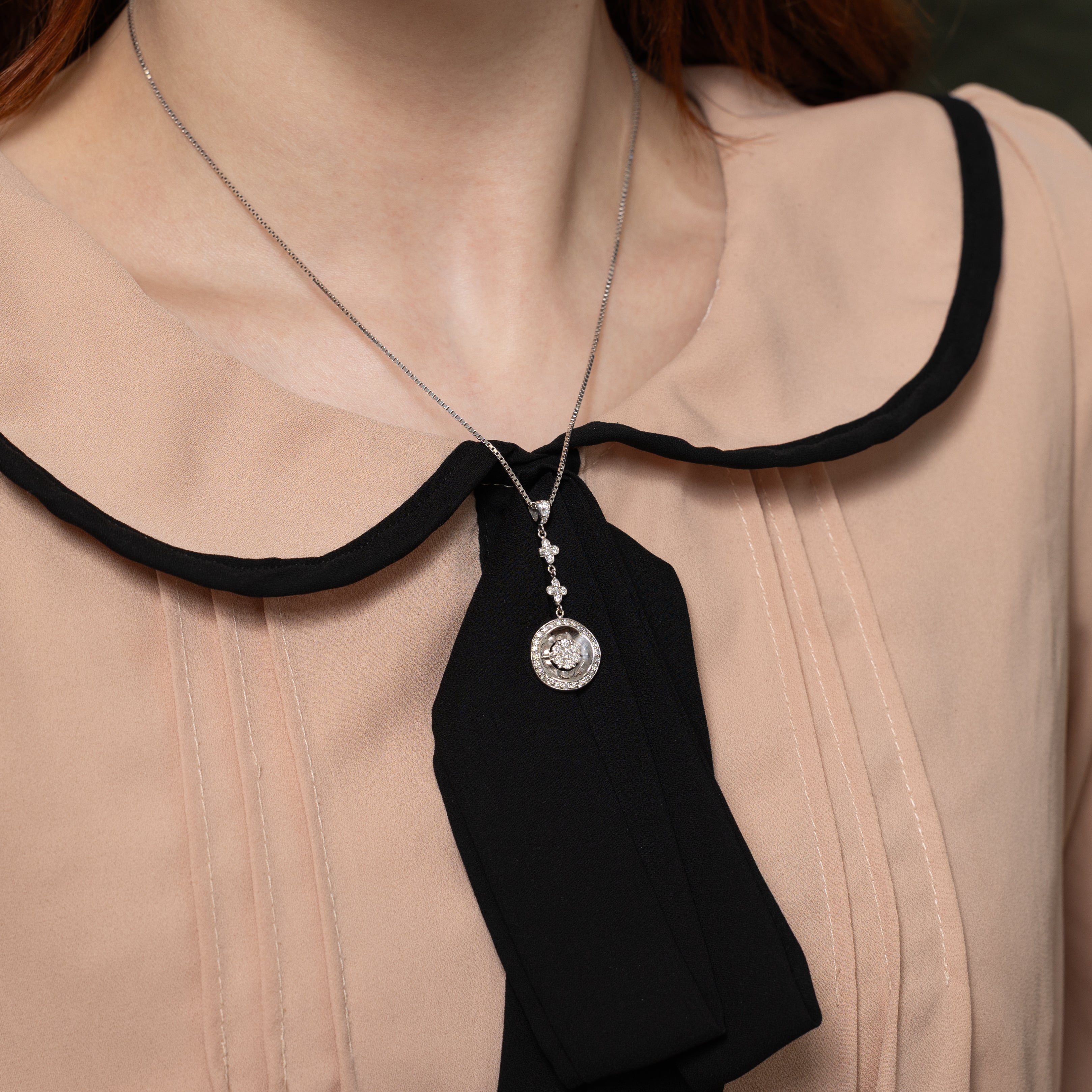 18k White Gold Diamond Drop Pendant Necklace | 0.62ct | 17"