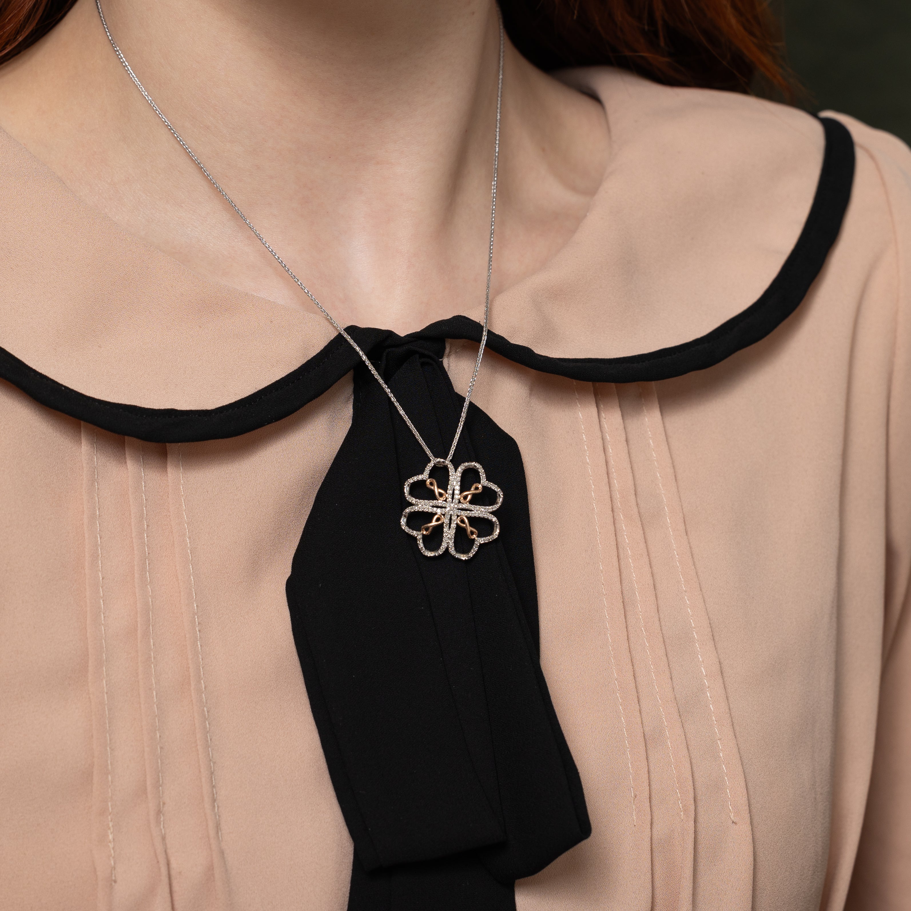 White Gold Diamond Clover Leaf Pendant Necklace | 0.30ct | 18"