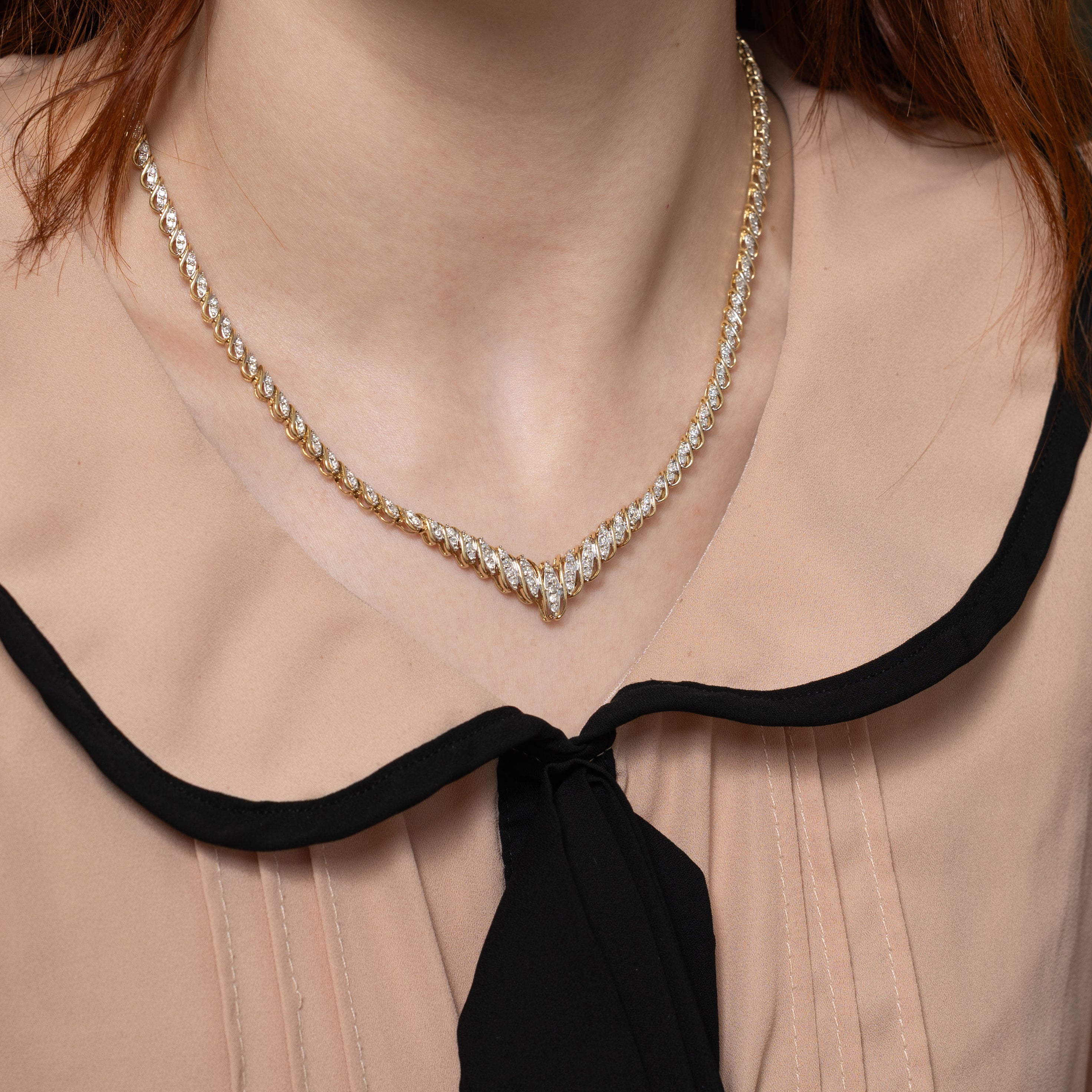 Yellow Gold Diamond Encrusted Necklace | 2.00ct | 17"