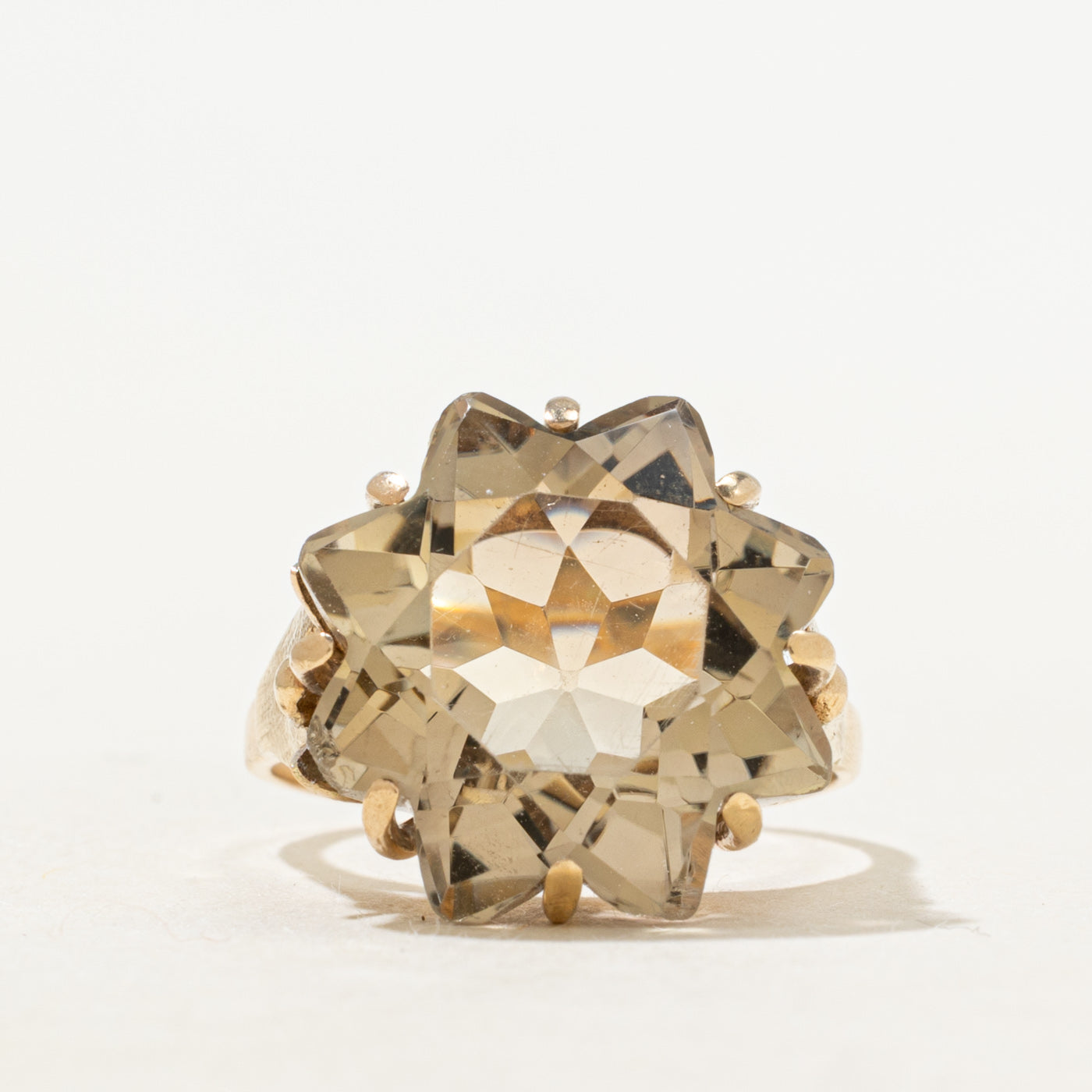 Smoky Quartz Floral Cocktail Ring | 9.54ct | SZ 5.75
