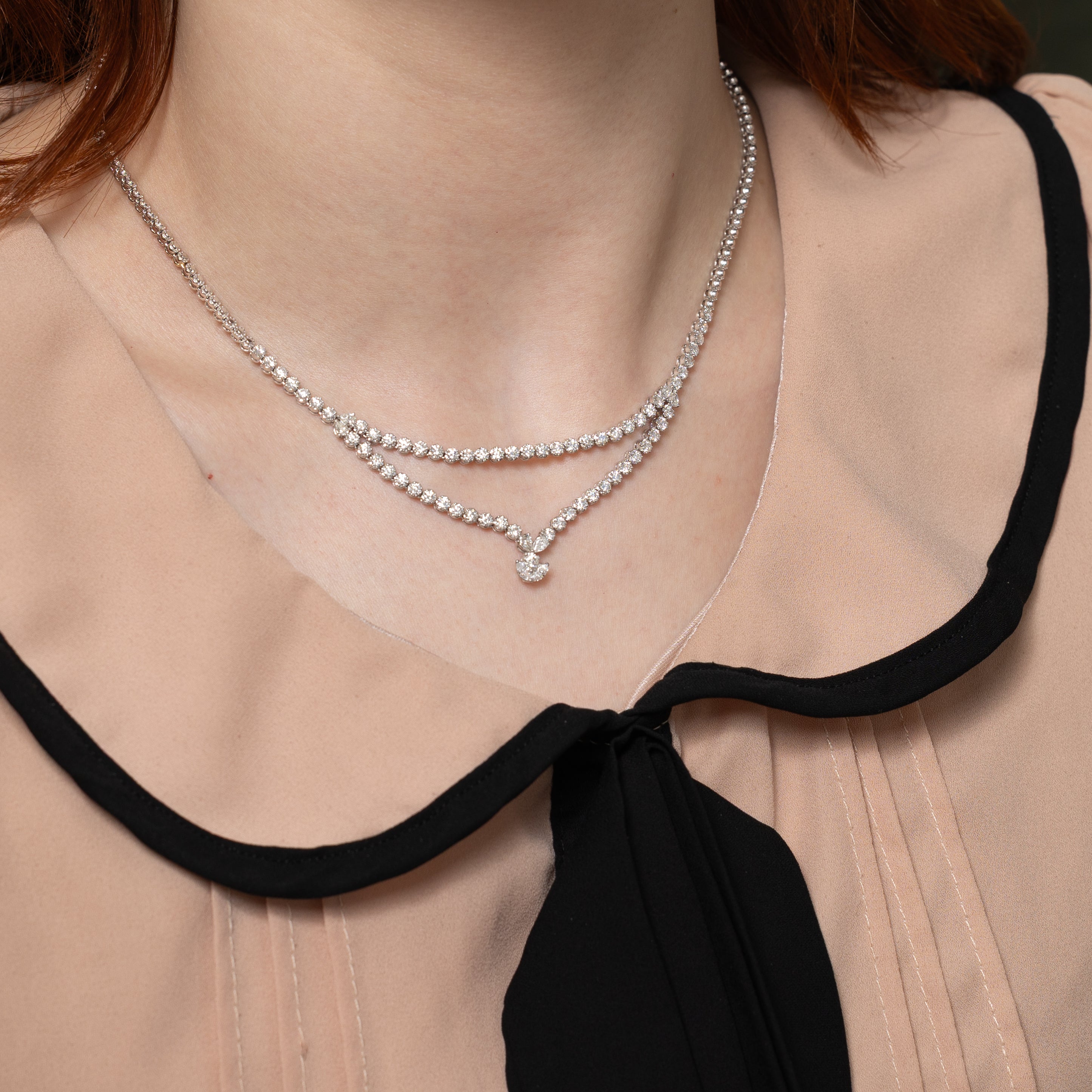 18k Mixed Cut Diamond Encrusted Layered Necklace | 2.11ct | 16"