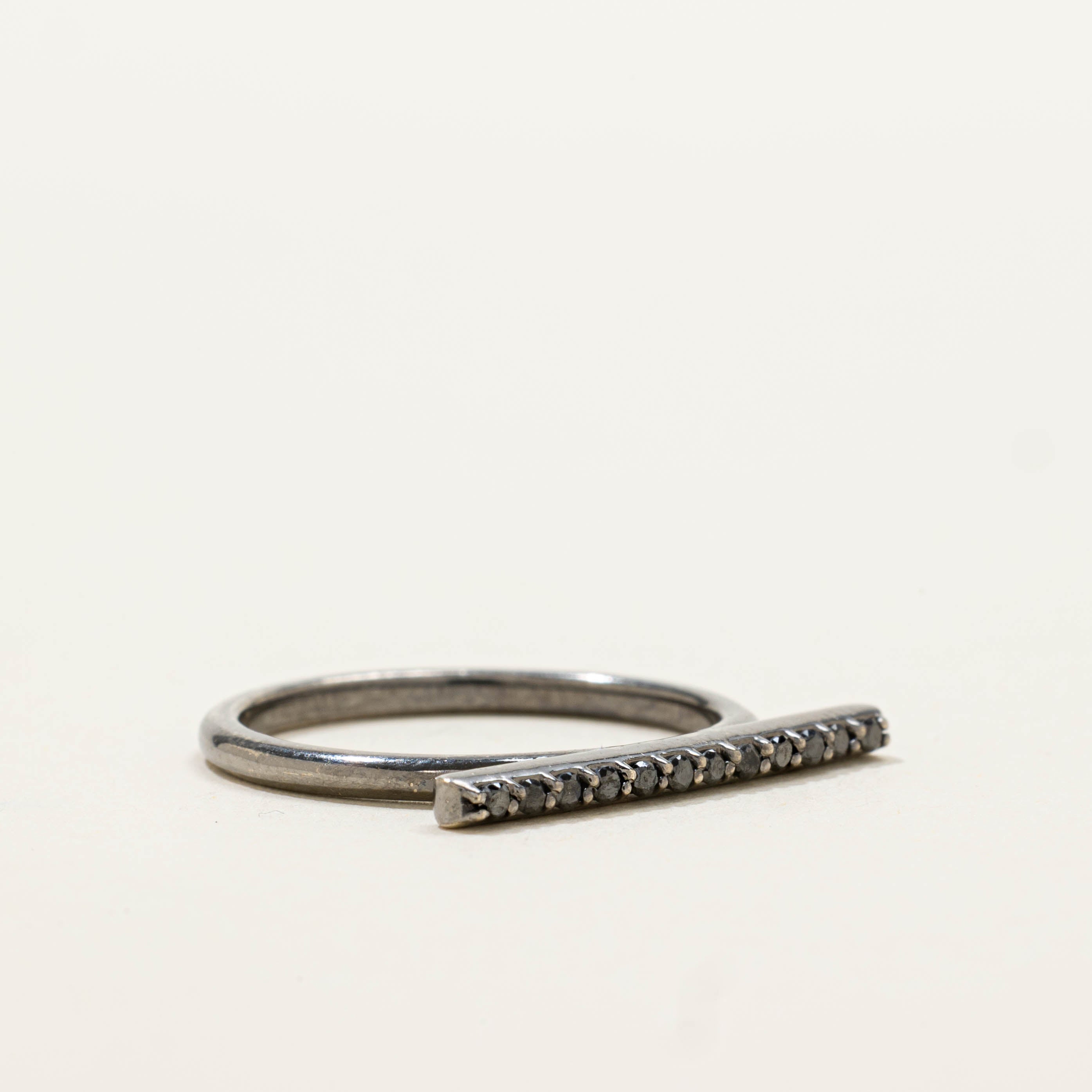 14k Black Diamond Bar Ring | SZ 6.75
