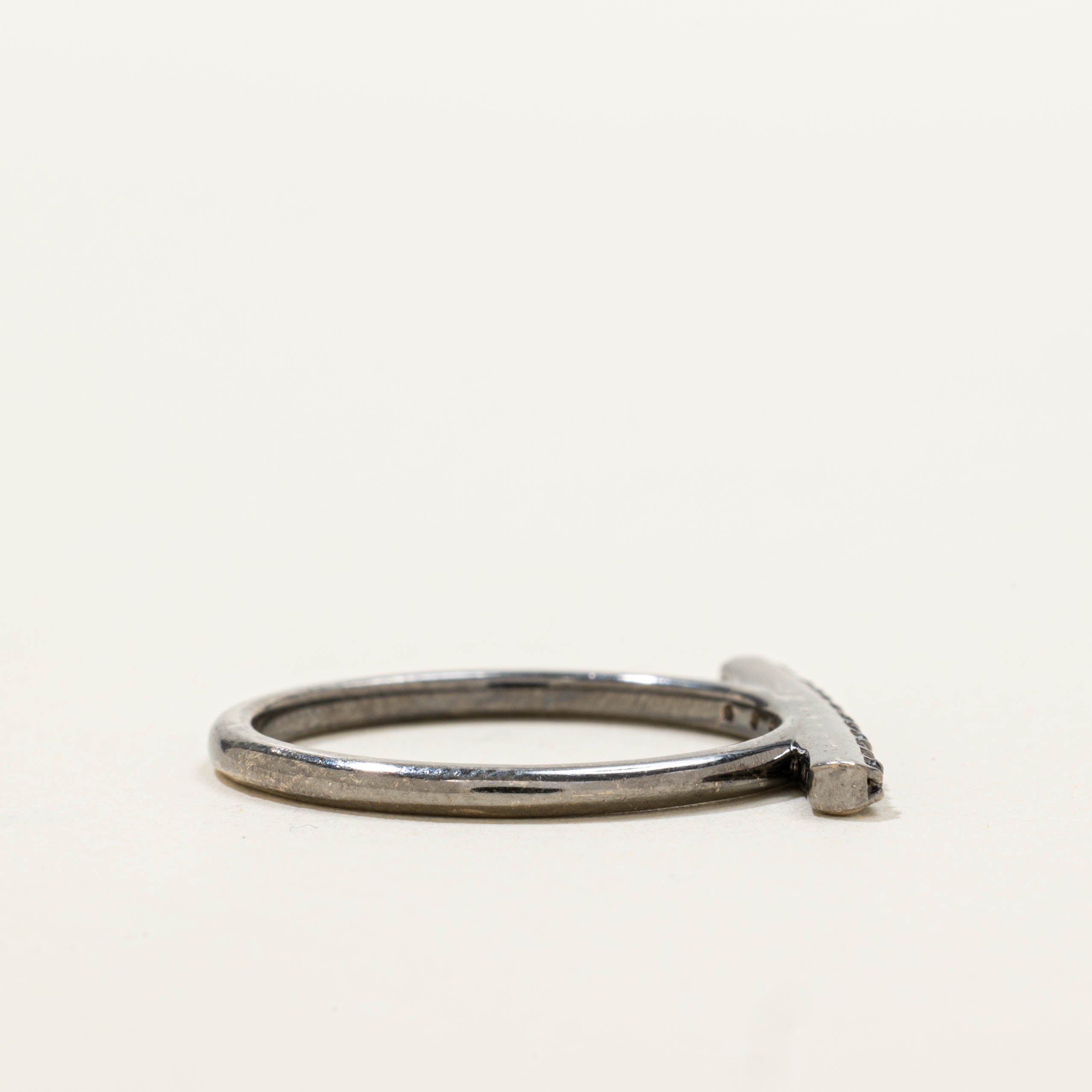 14k Black Diamond Bar Ring | SZ 6.75