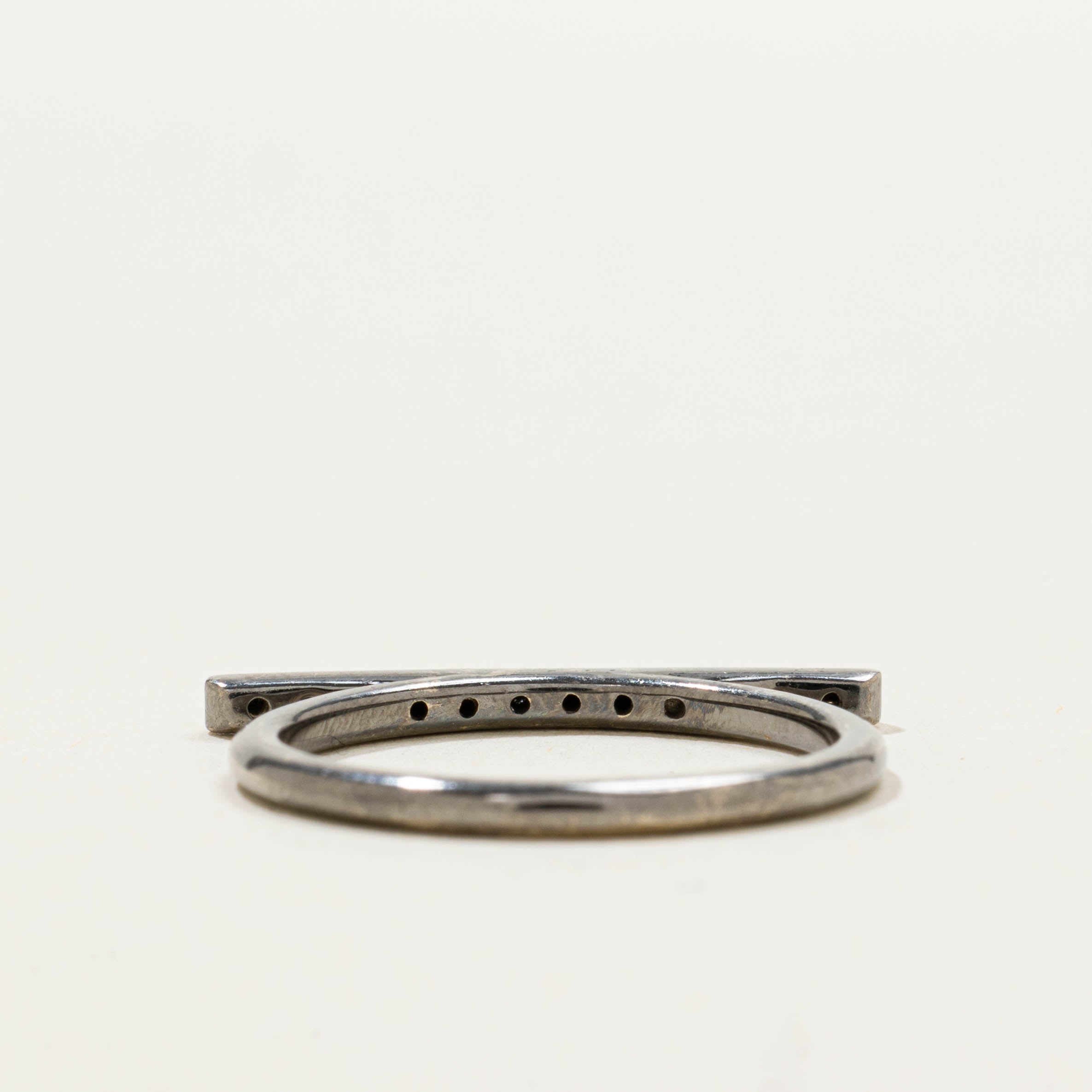 14k Black Diamond Bar Ring | SZ 6.75