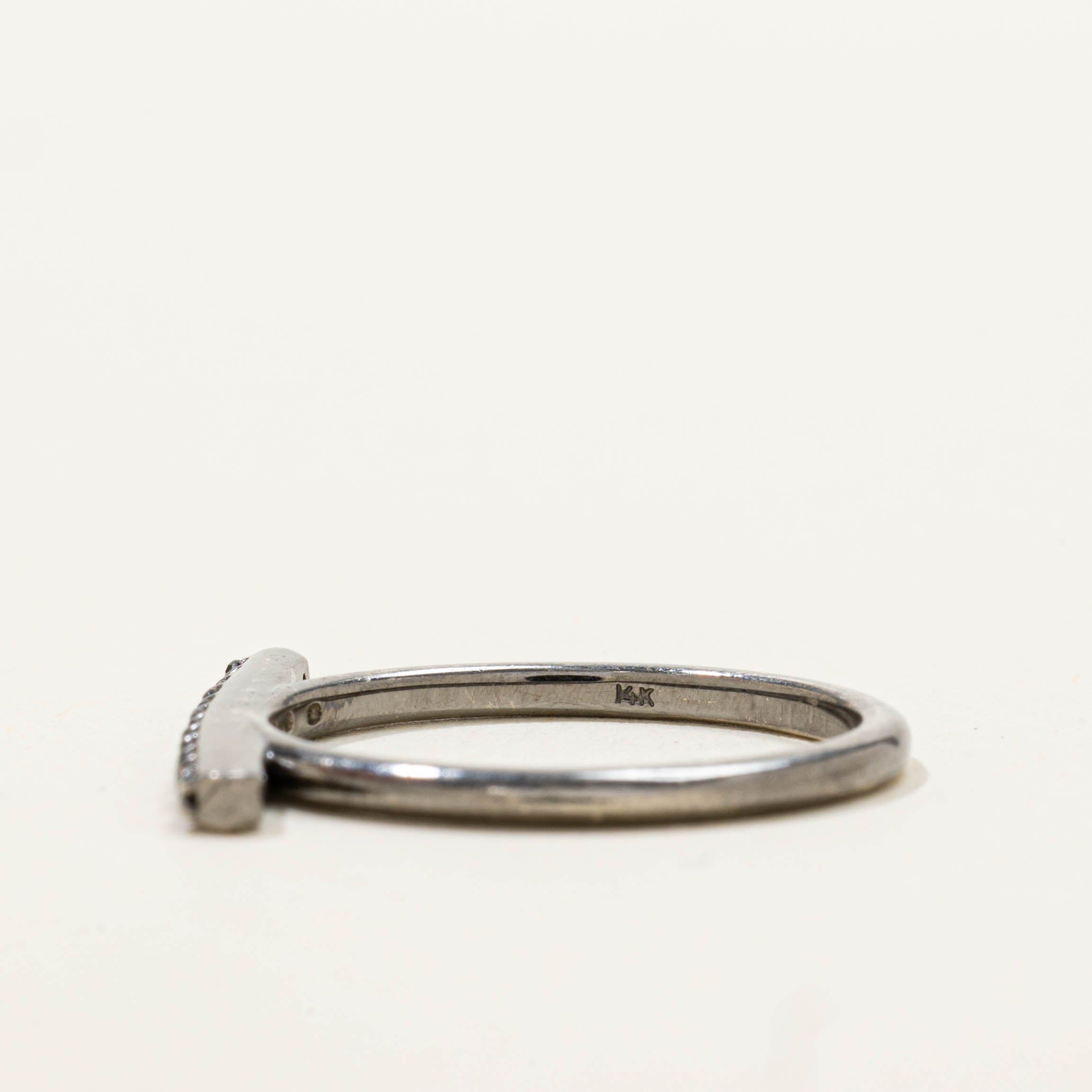 14k Black Diamond Bar Ring | SZ 6.75
