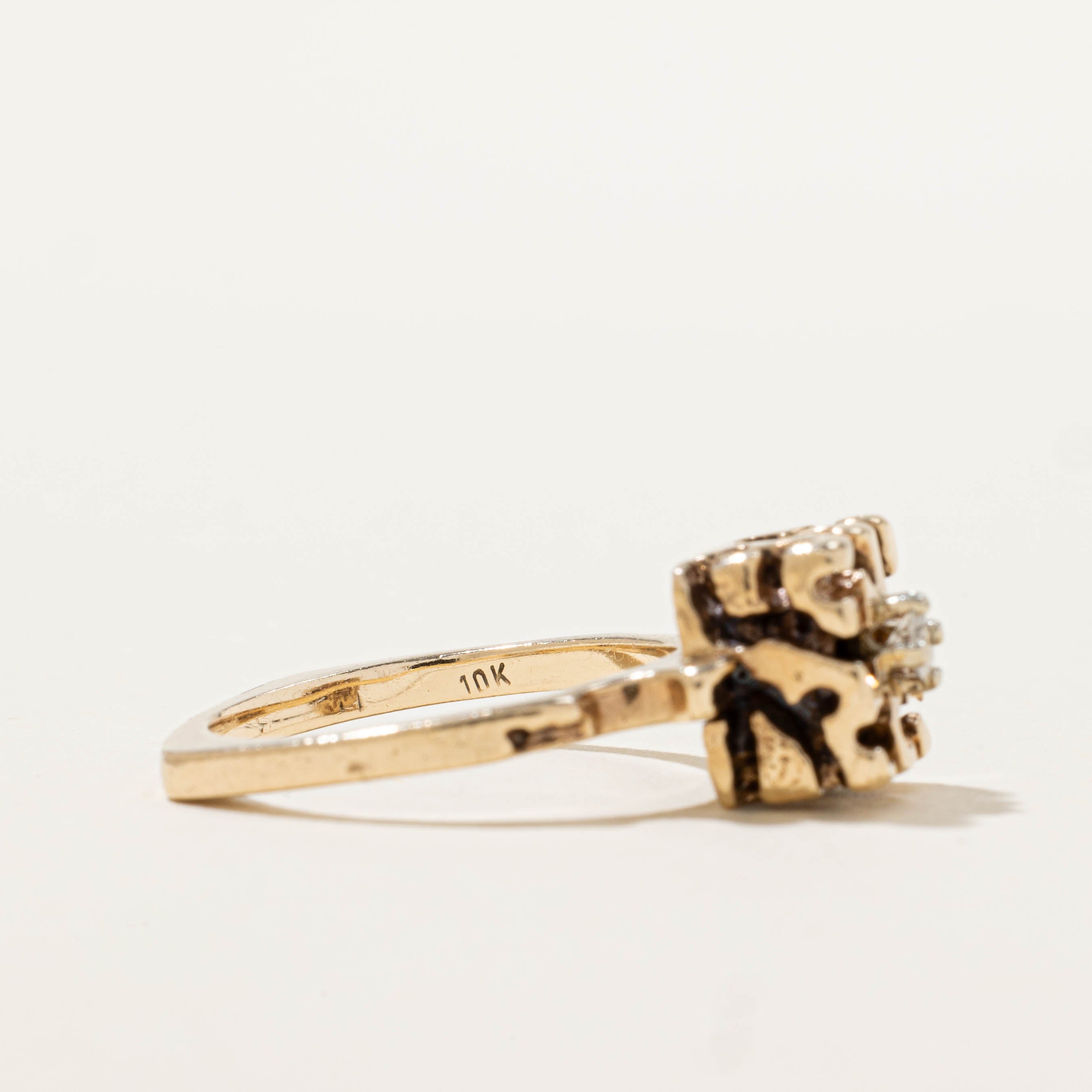 10k Diamond Textured Square Ring | SZ 5.75