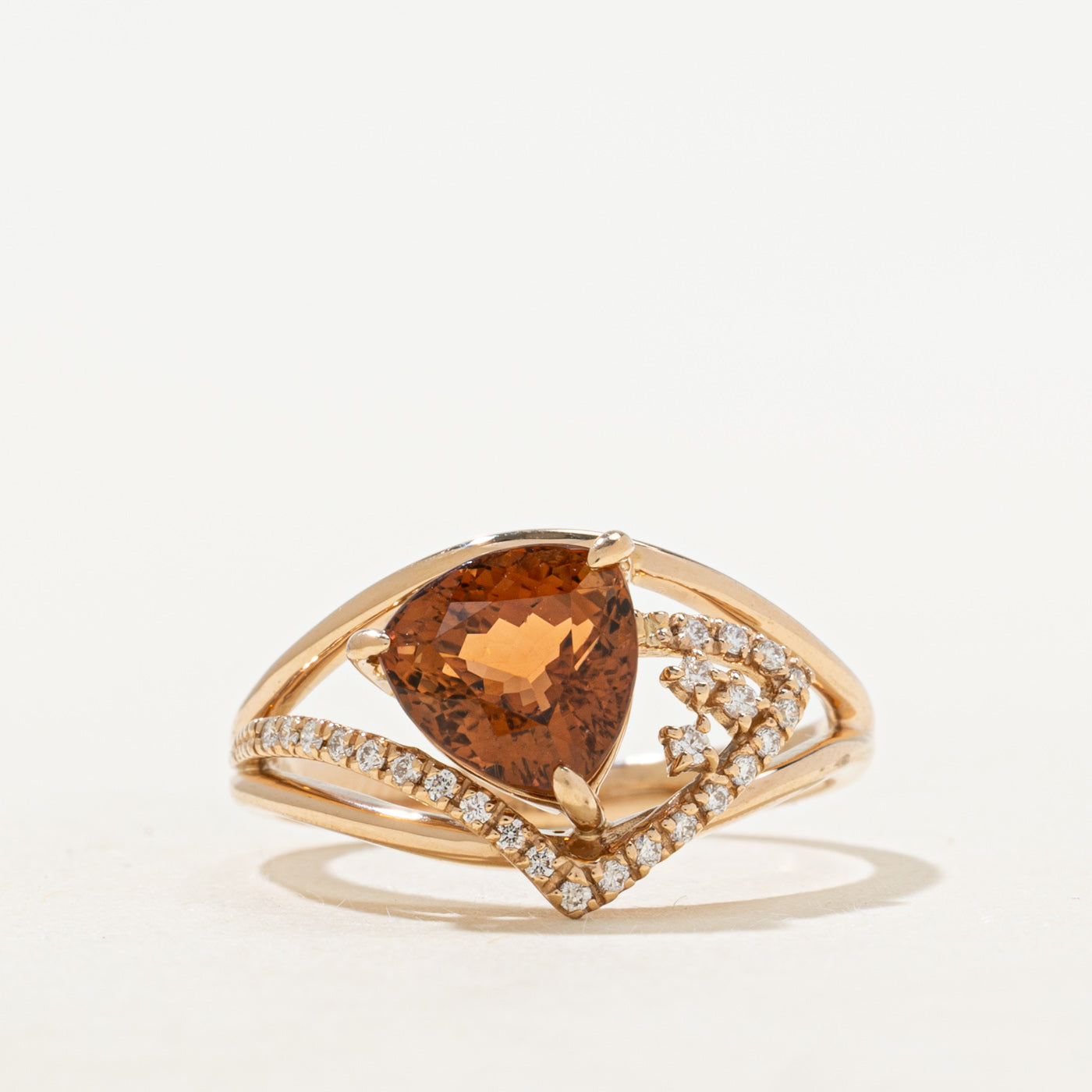 Trillion Cut Imperial Topaz & Diamond Cocktail Ring | 1.70ct, 0.05ctw | SZ 7