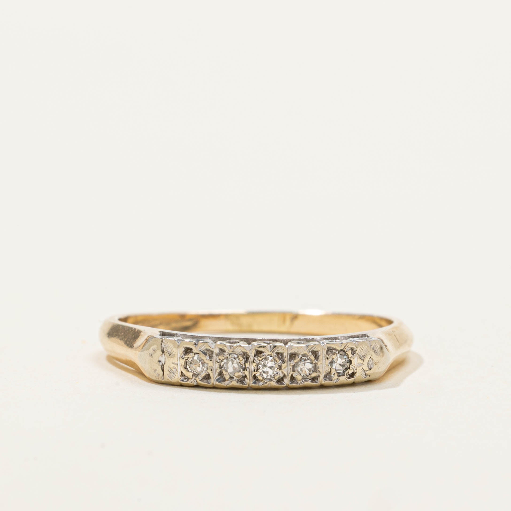 14k Five Stone Diamond Textured Ring | SZ 6.25