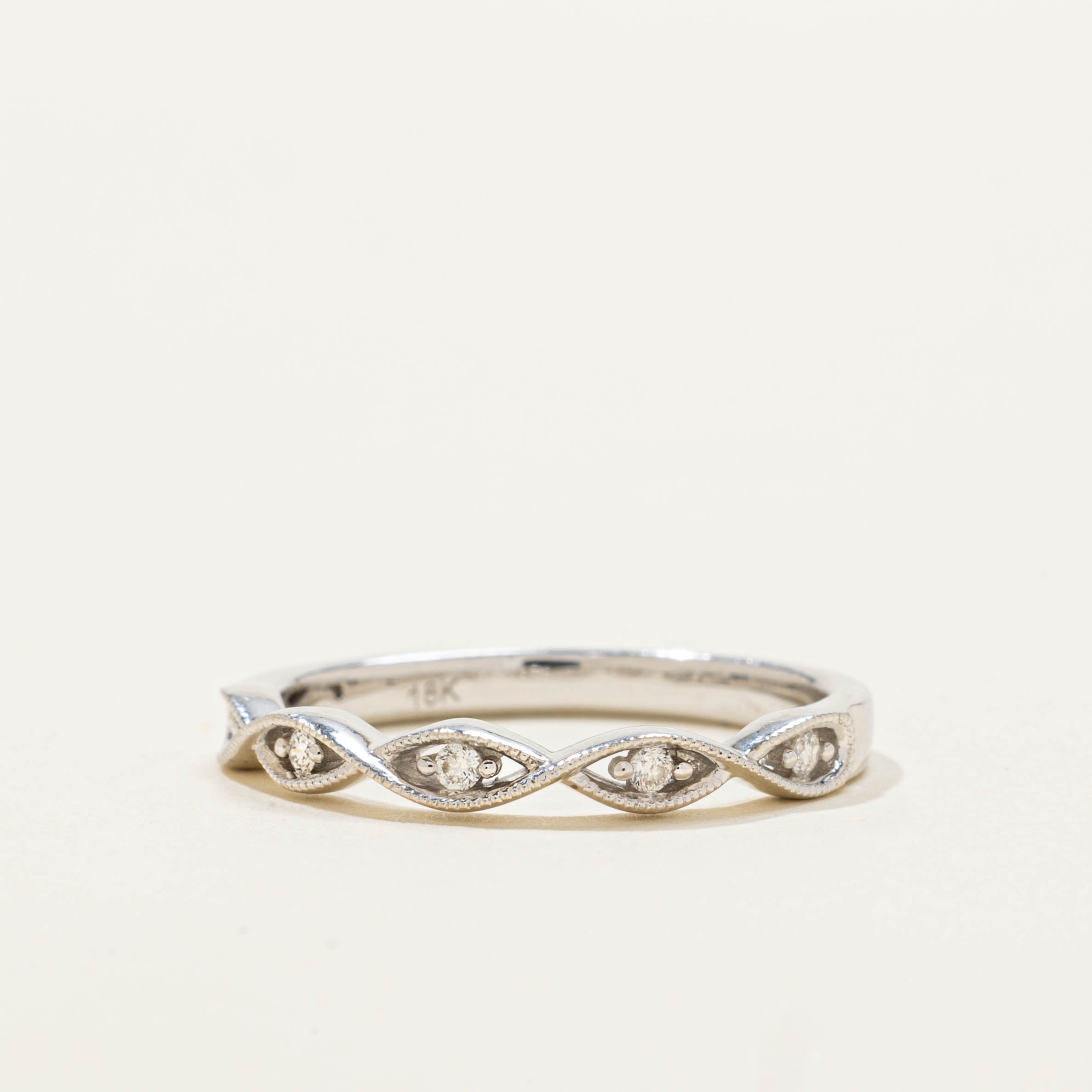 18k Diamond Marquise Patterned Band | SZ 6