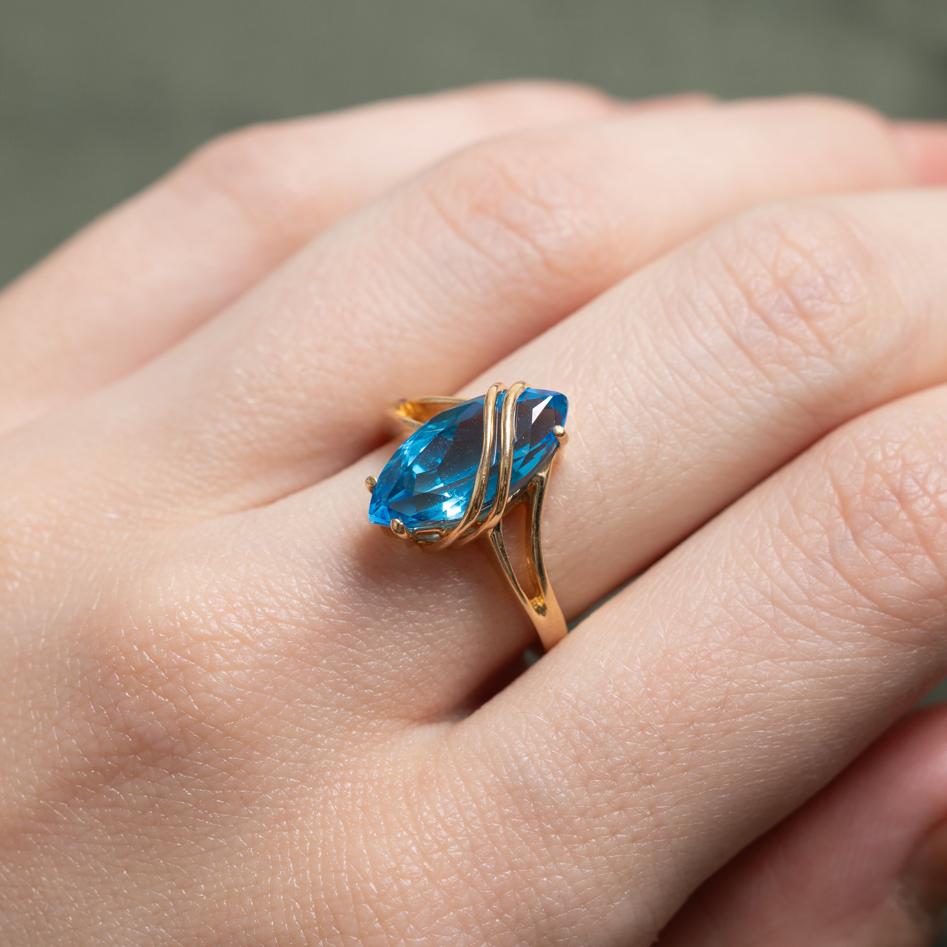 Marquise Cut Topaz Chevron Ring | 3.06ct | SZ 5.25