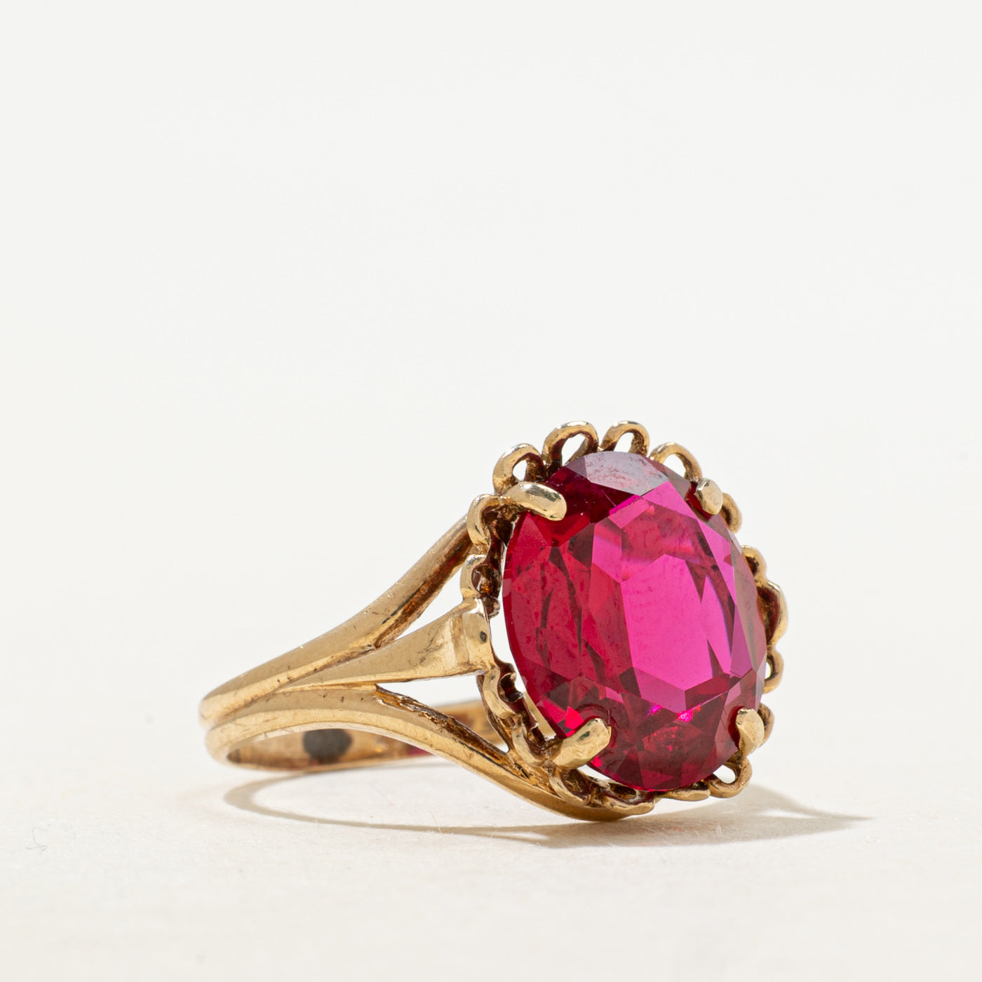 Synthetic Ruby Scalloped Cocktail Ring | 4.09ct | SZ 5.5