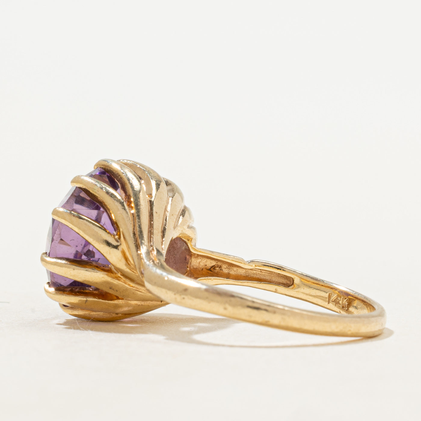 Round Cut Amethyst Cocktail Ring | 5.12ct | SZ 5.75