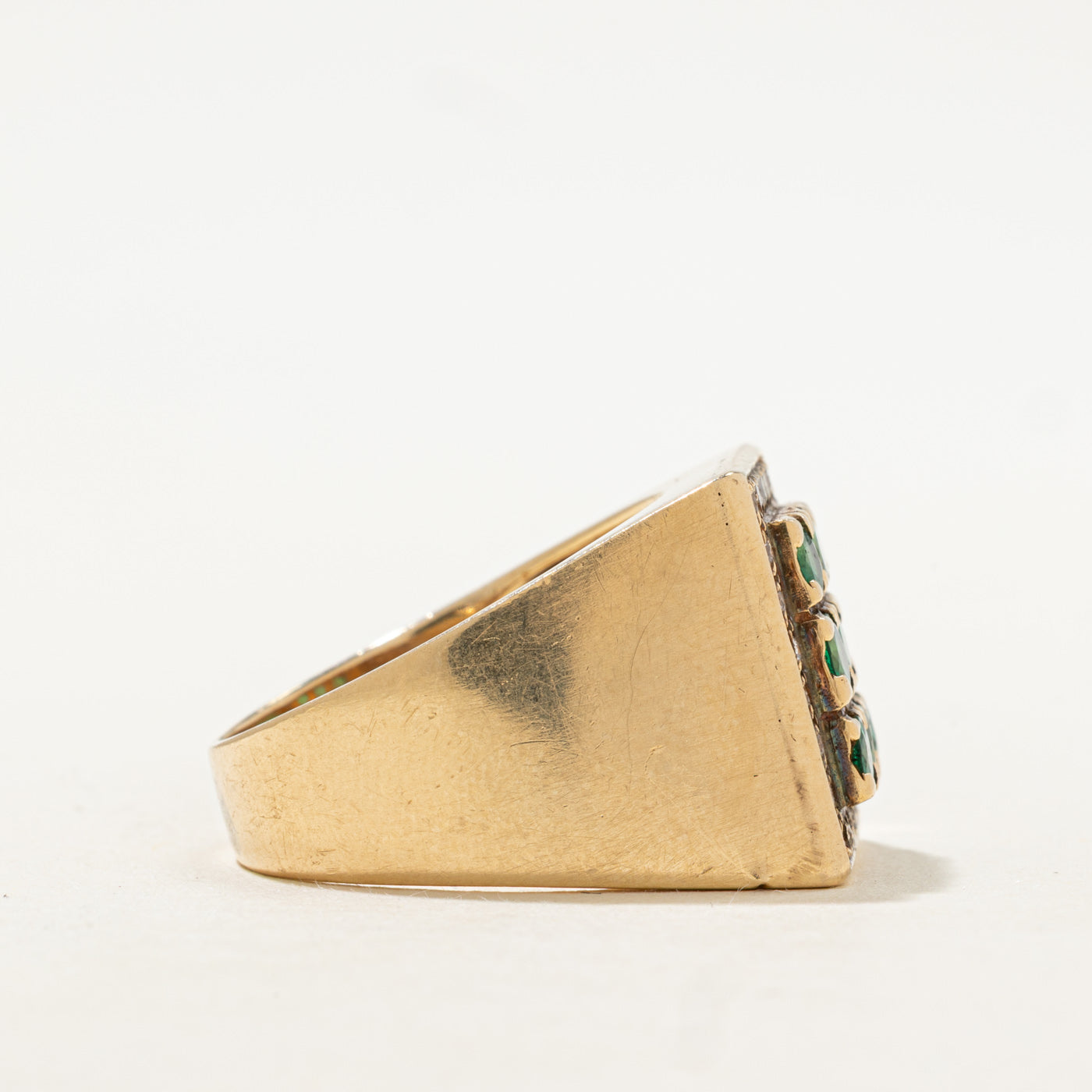 Emerald & Diamond Grid Cocktail Ring | 0.93ctw, 0.28ctw | SZ 10