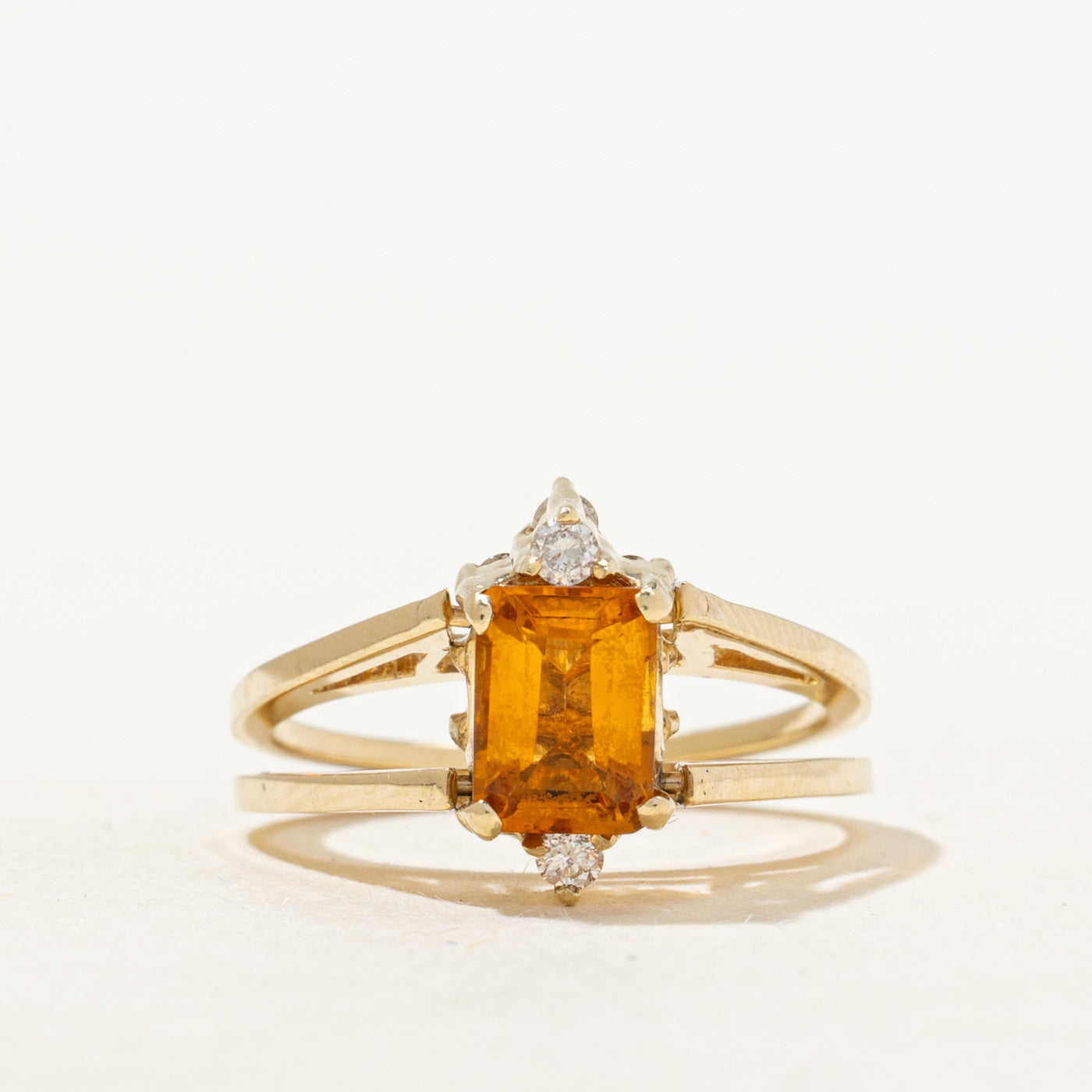 Citrine & Diamond Cluster Flipable Ring | 0.61ct, 0.37ctw | SZ 6