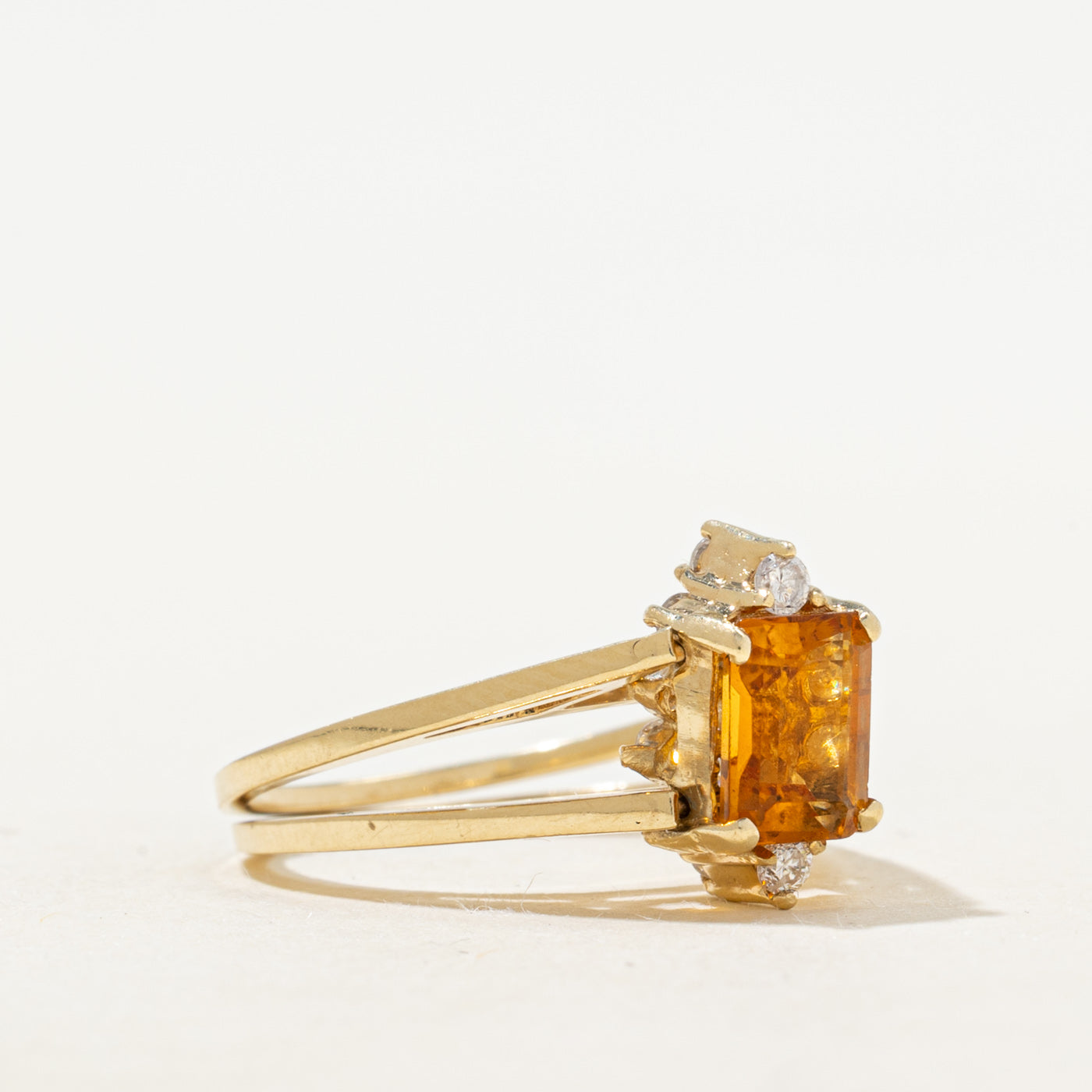 Citrine & Diamond Cluster Flipable Ring | 0.61ct, 0.37ctw | SZ 6