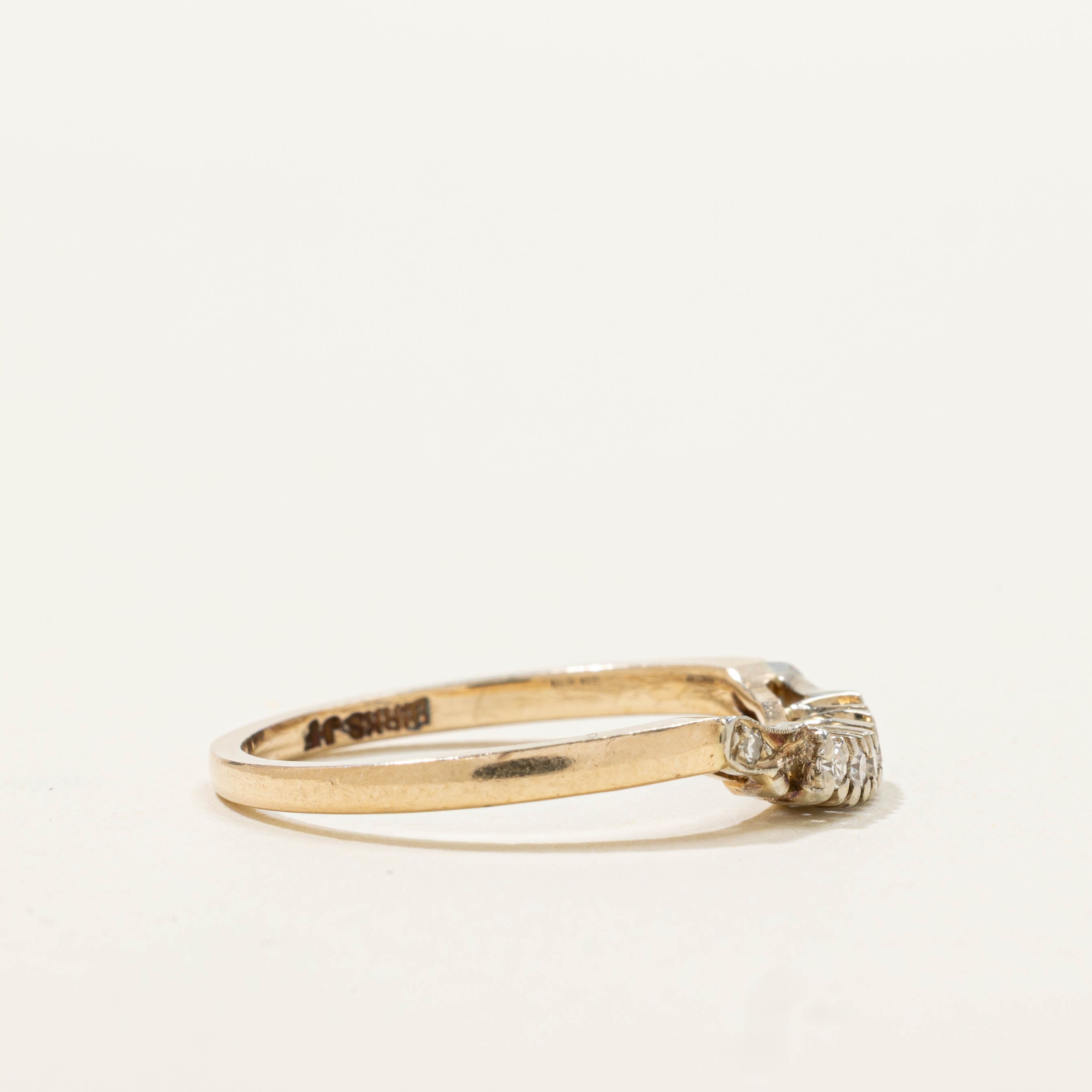 ‘Birks’ 14k Diamond Contour Ring | SZ 7
