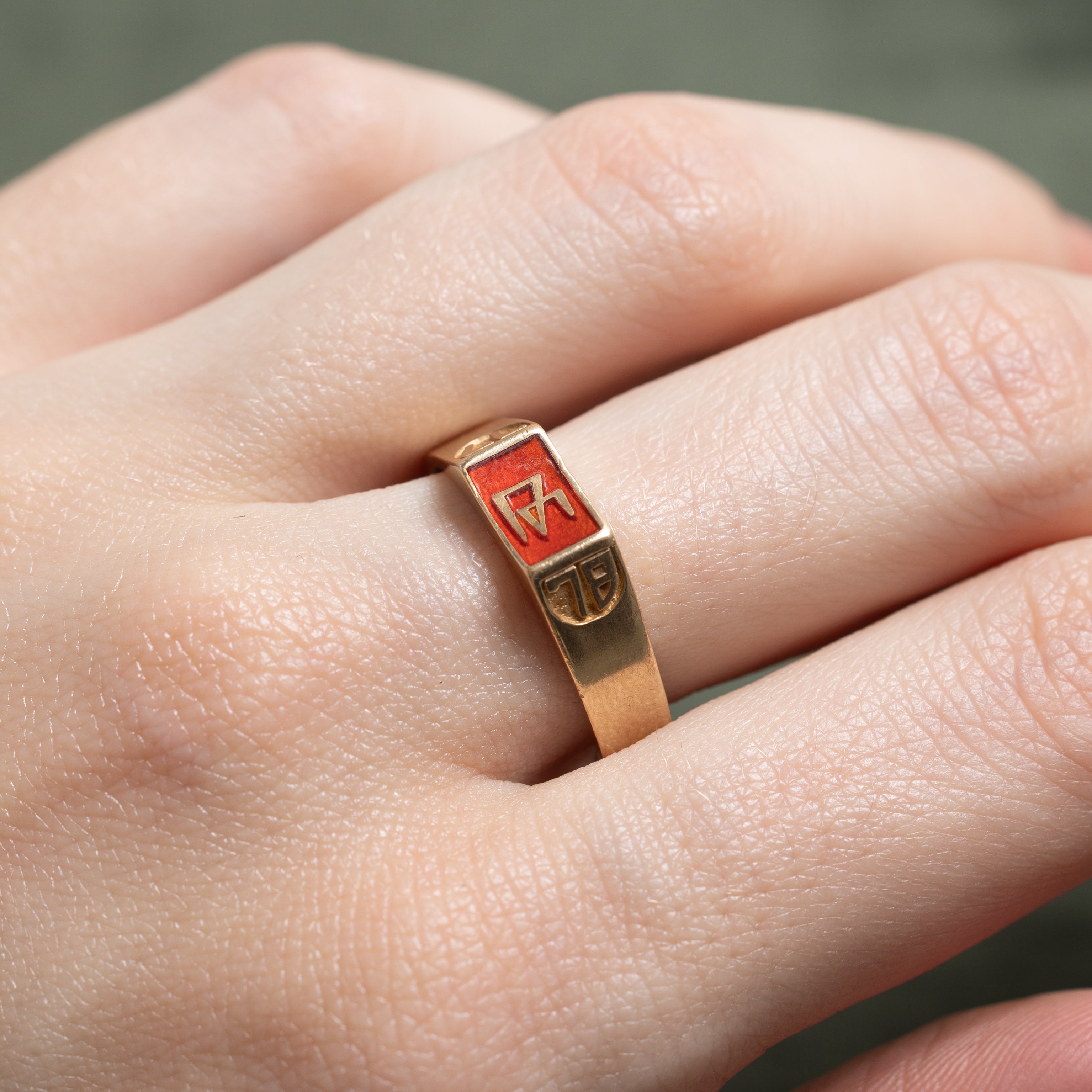 10k Yellow Gold Enamel "7778" Signet Ring | SZ 9