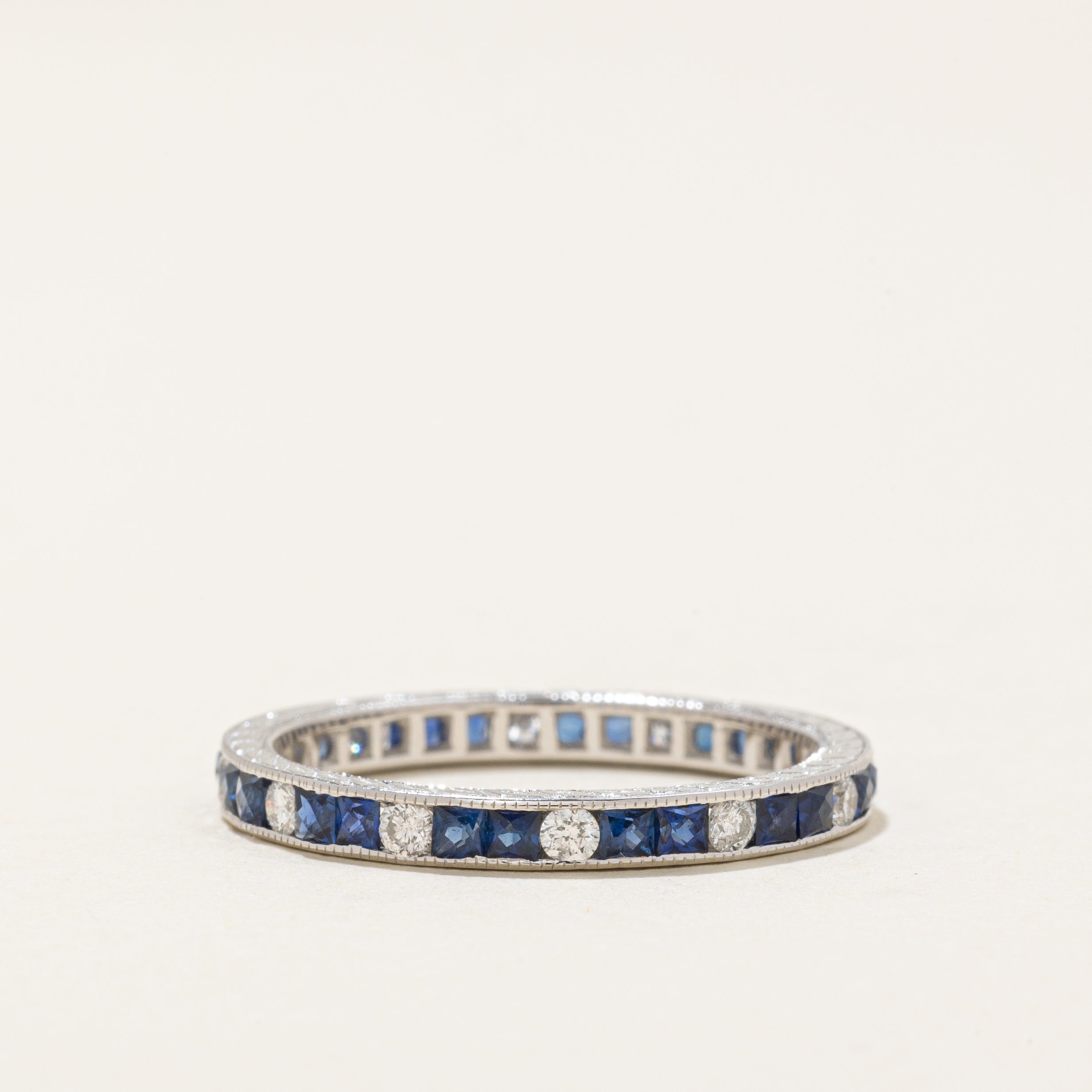 '100 Ways' Art Deco Inspired Sapphire & Diamond Eternity Band | 0.85ctw, 0.30ctw | SZ 6.75