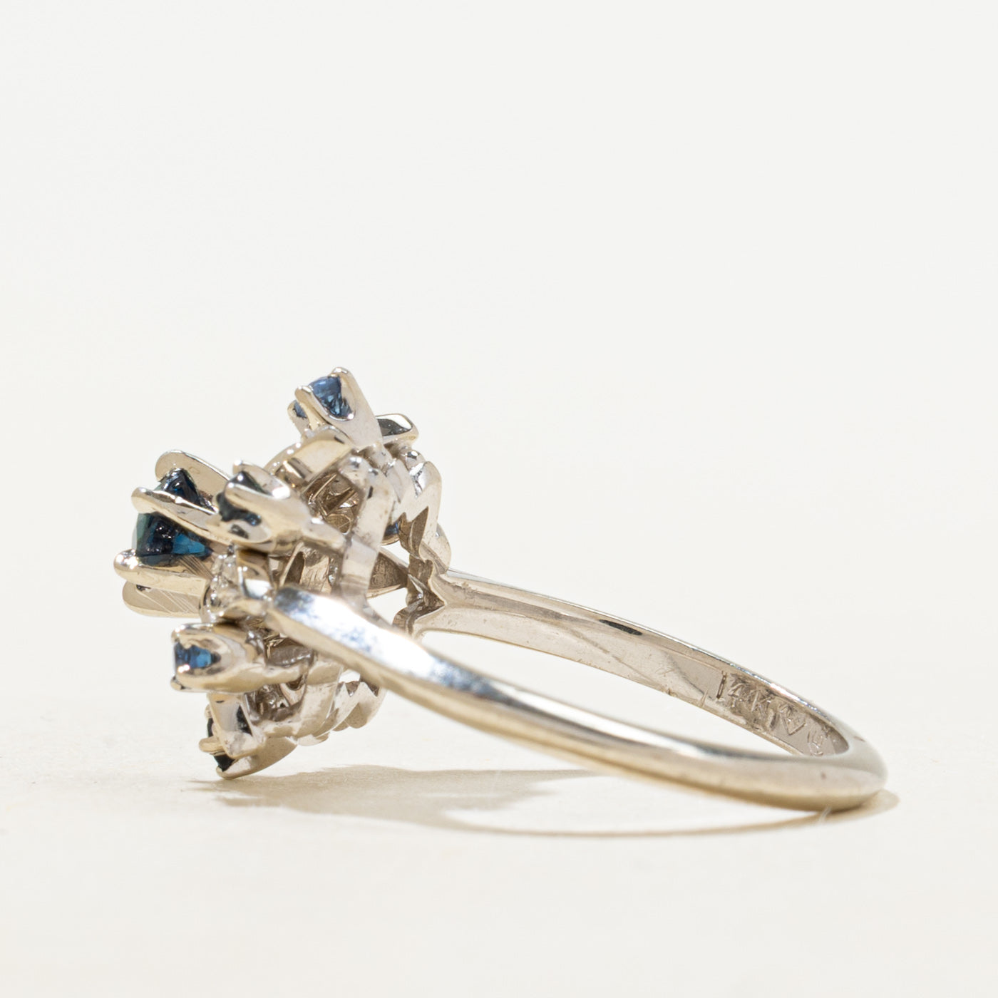 Sapphire & Diamond Snowflake Cocktail Ring | 0.45ctw, 0.06ctw | SZ 5.25