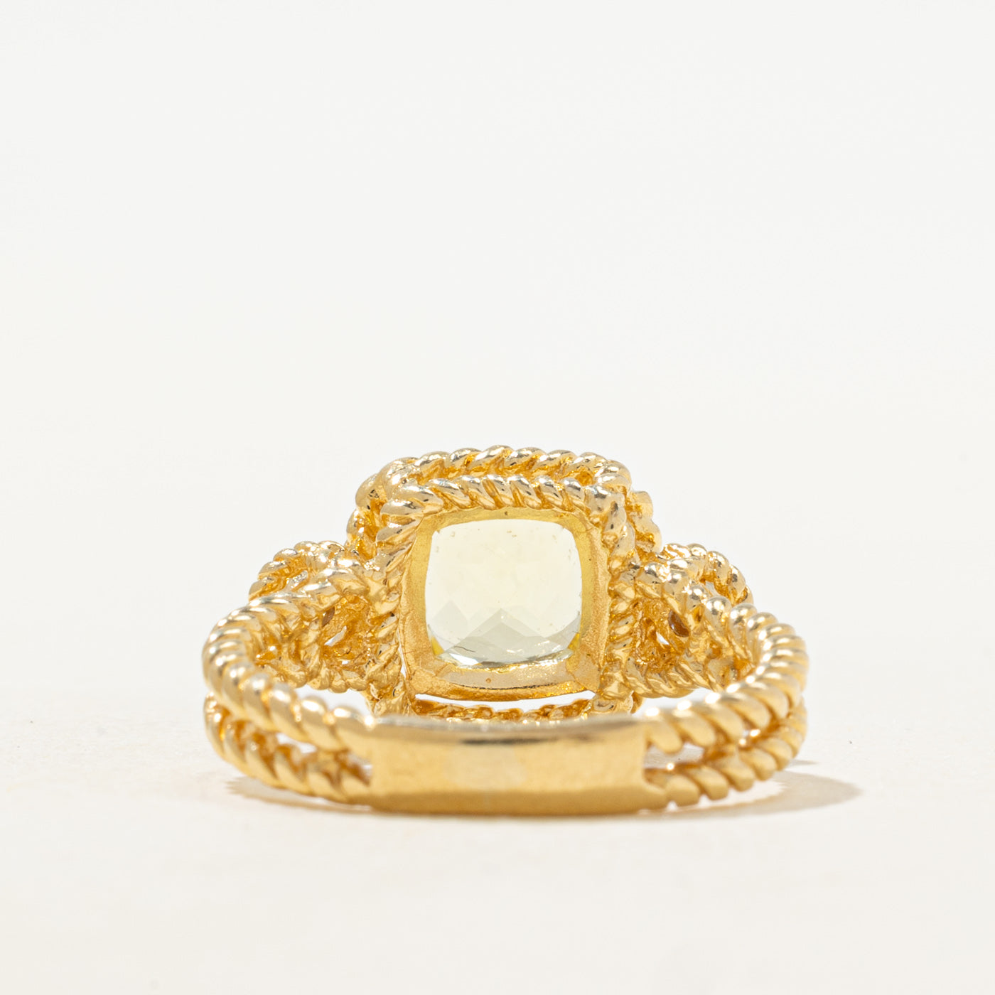 Bague cocktail en or 18 carats, prasiolite taille coussin et diamants | 1,12 ct, 0,03 ct | Taille 6,5