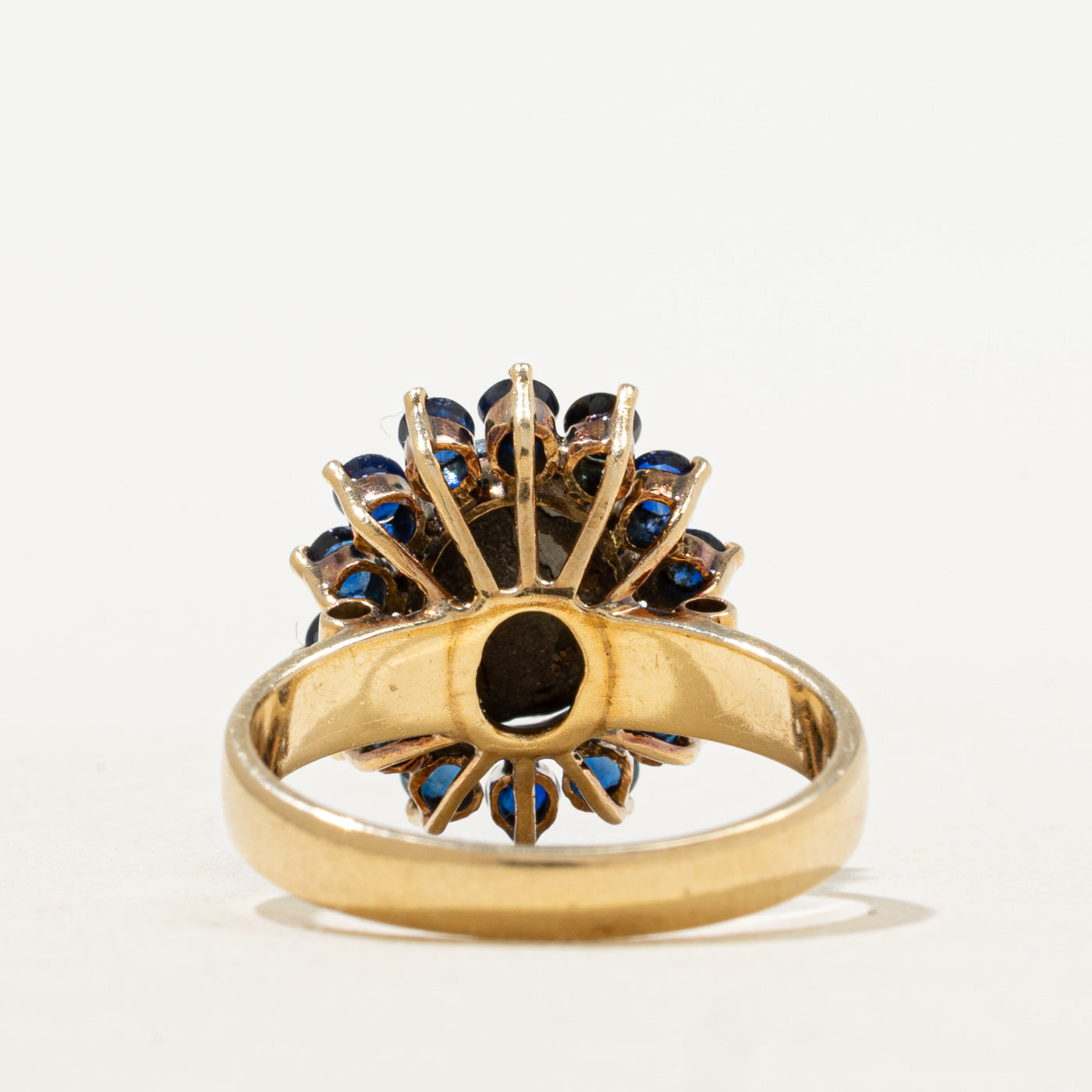 18k Black Star Sapphire & Sapphire Petal Halo Cocktail Ring | 1.88ct, 0.74ctw | SZ 7