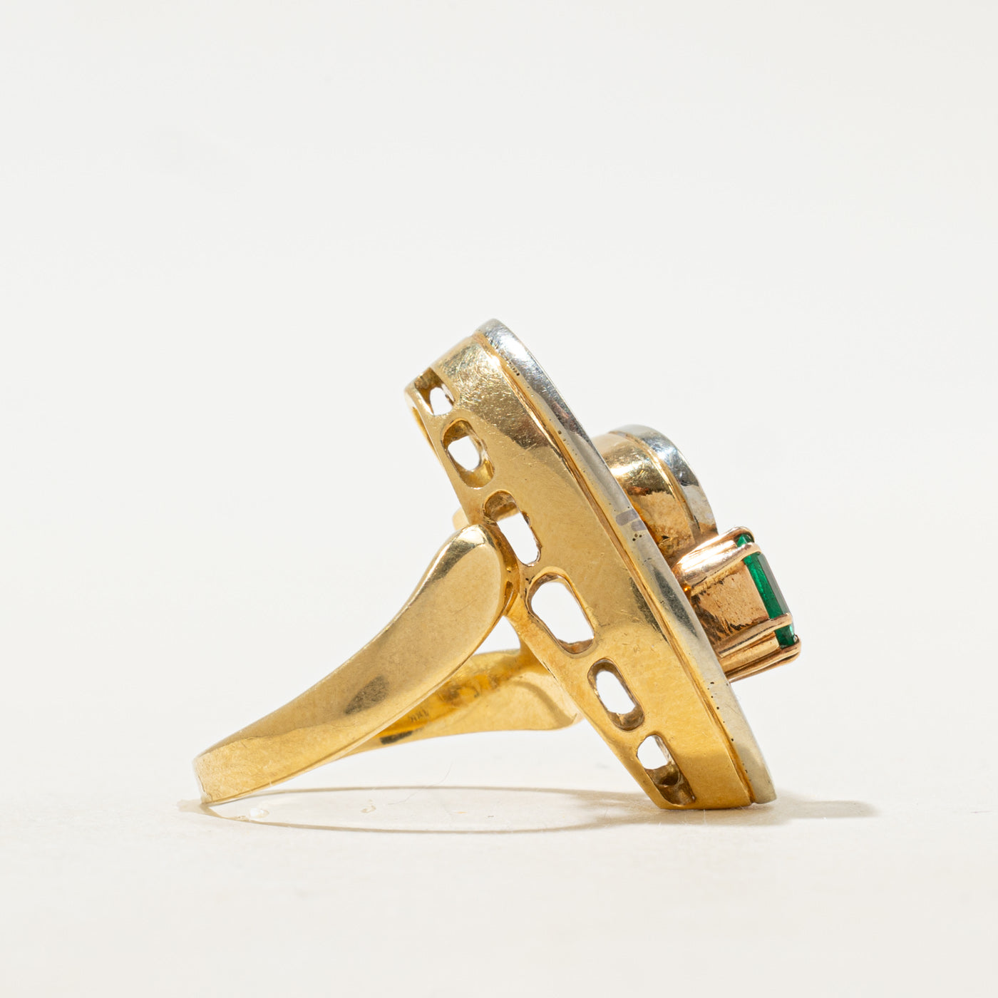 18k Emerald & Diamond Open Swirl Cocktail Ring | 0.70ct, 0.05ctw | SZ 6.25