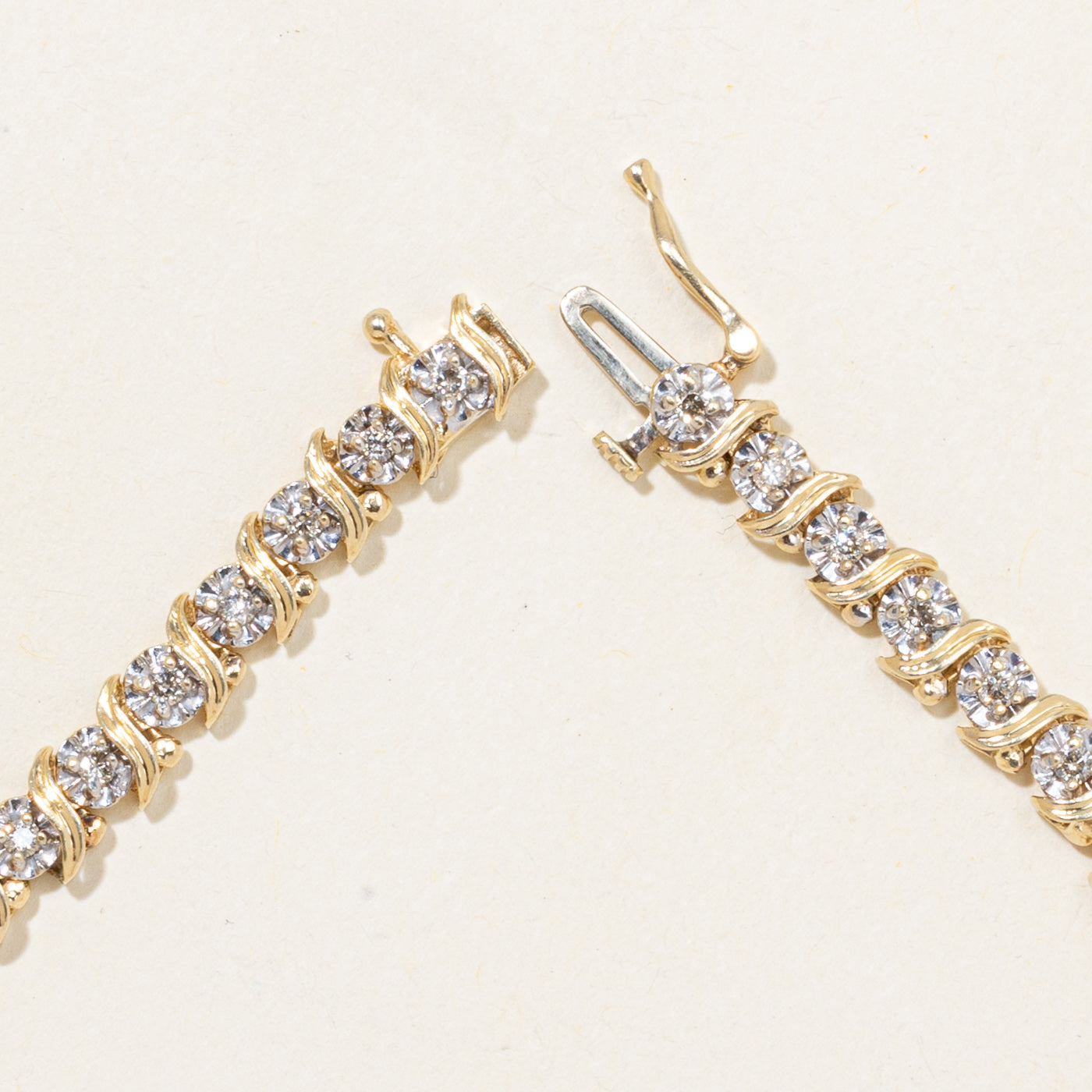 Illusion Set Diamond Wave Tennis Bracelet | 0.78ctw | 7.5"