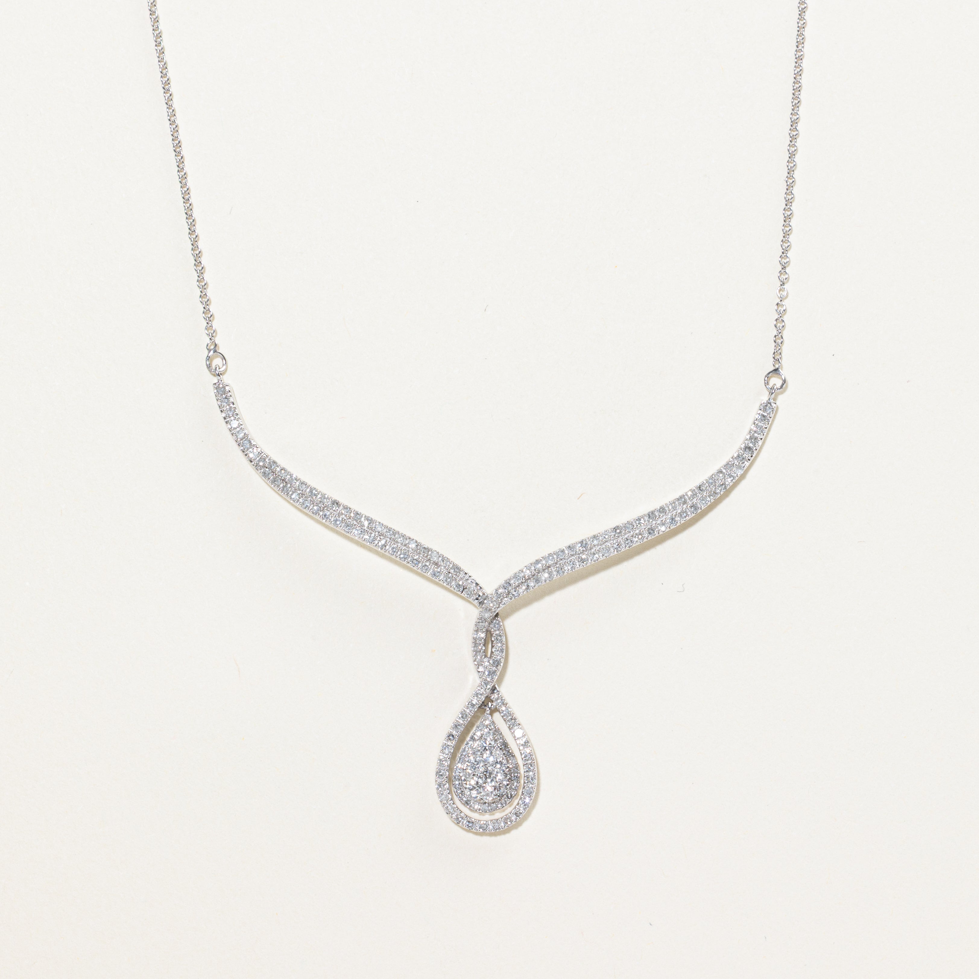 White Gold Diamond Pear Shaped Pendant Necklace | 0.92ctw | 18"