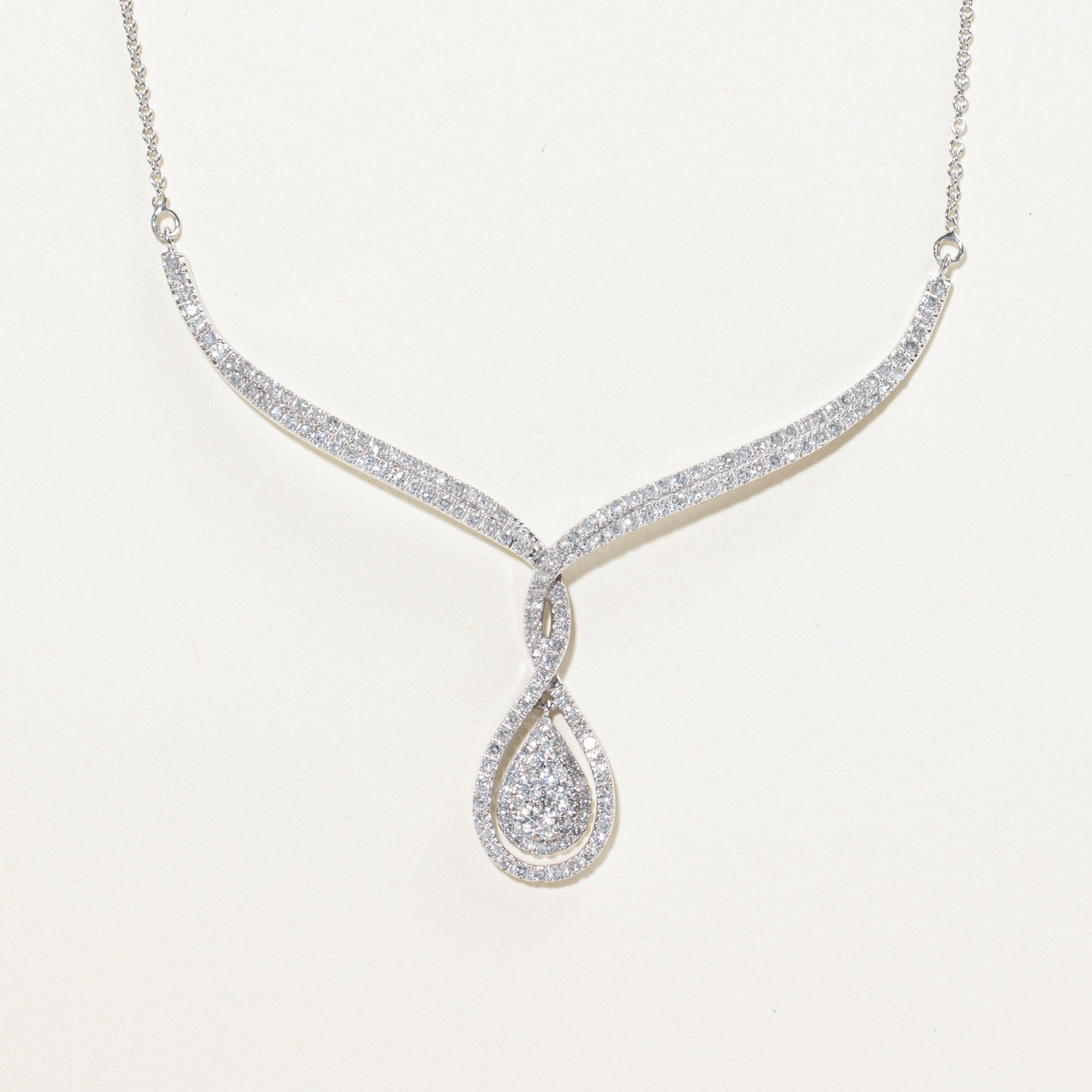 White Gold Diamond Pear Shaped Pendant Necklace | 0.92ctw | 18"