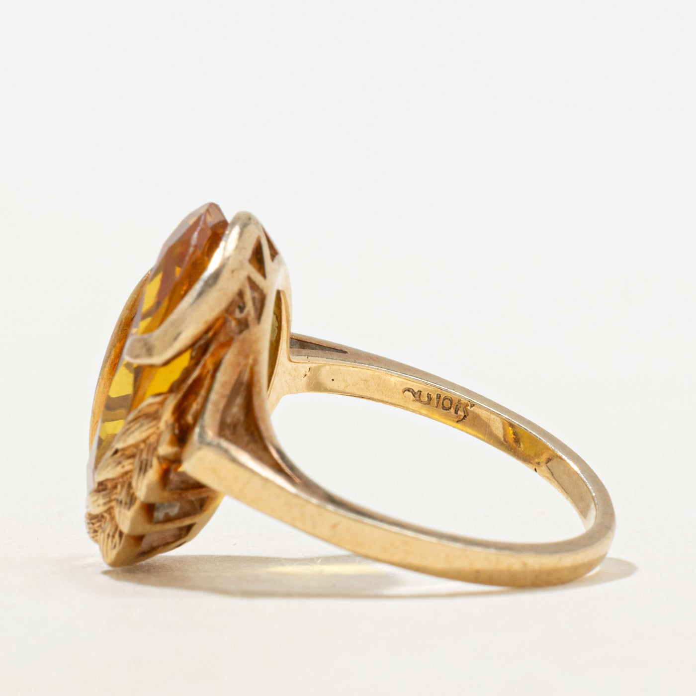 Synthetic Yellow Sapphire Textured Cocktail Ring | 8.70ct | SZ 5.5