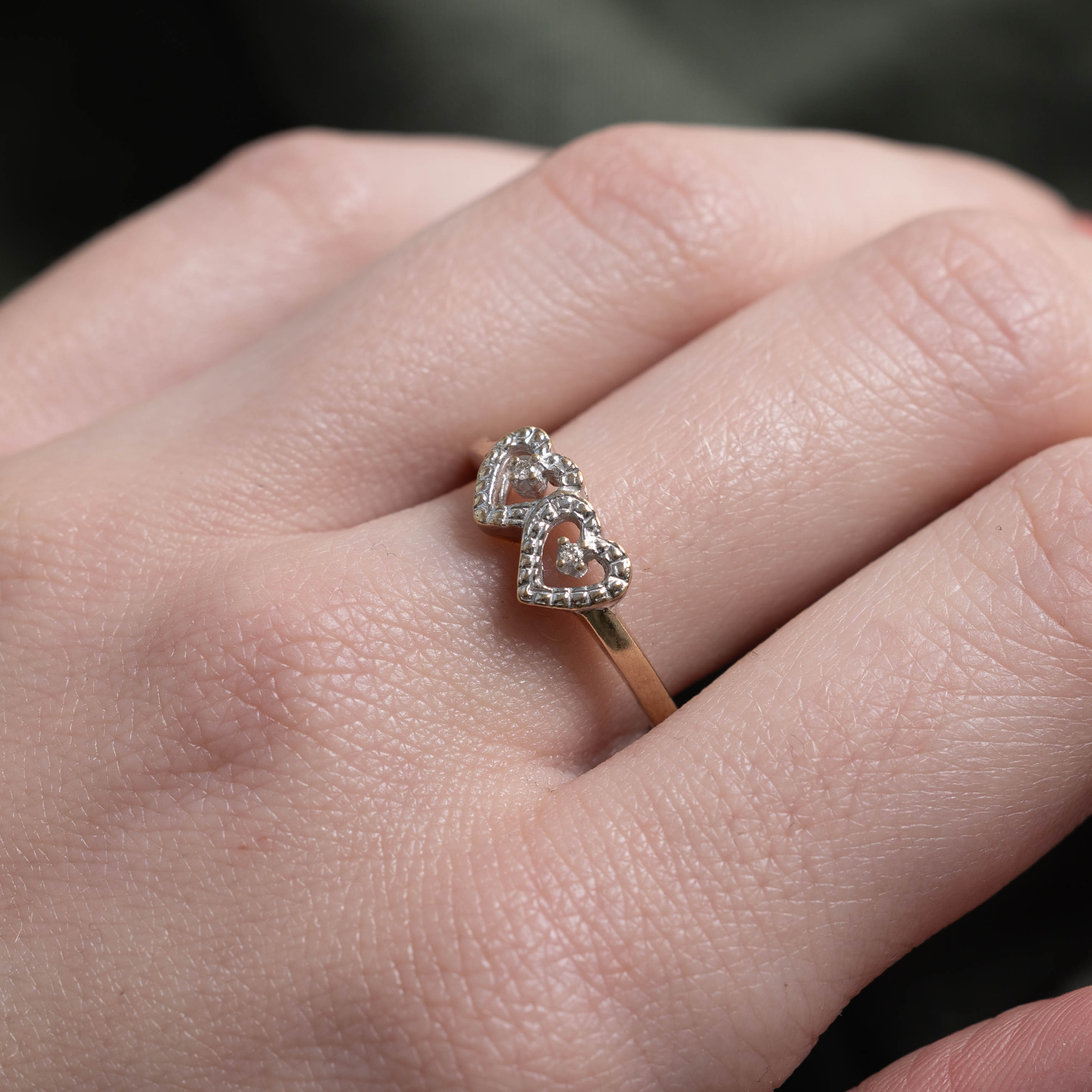 10k Diamond Double Heart Ring | SZ 8