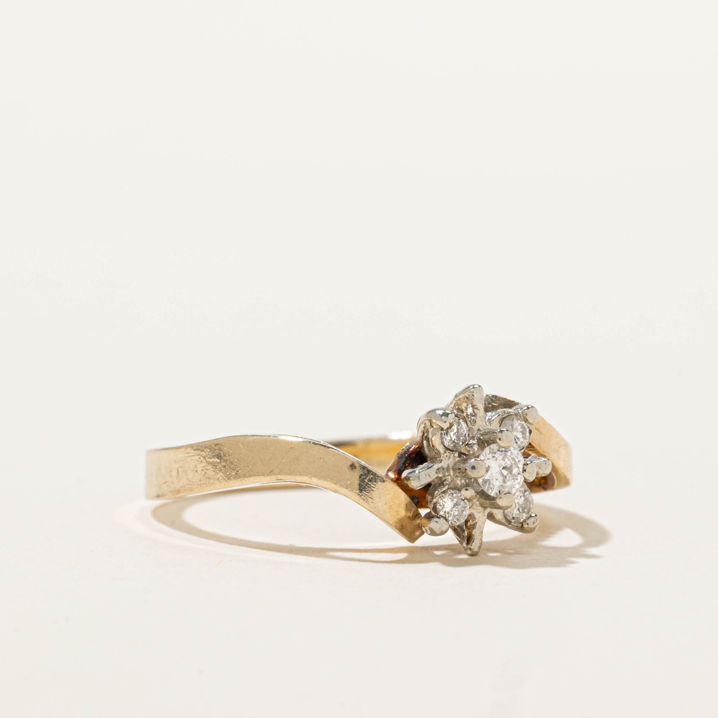 10k Diamond Flower Cluster Bypass Ring | SZ 6