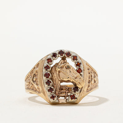 Garnet Horse Ring | 0.28ctw | SZ 11.25