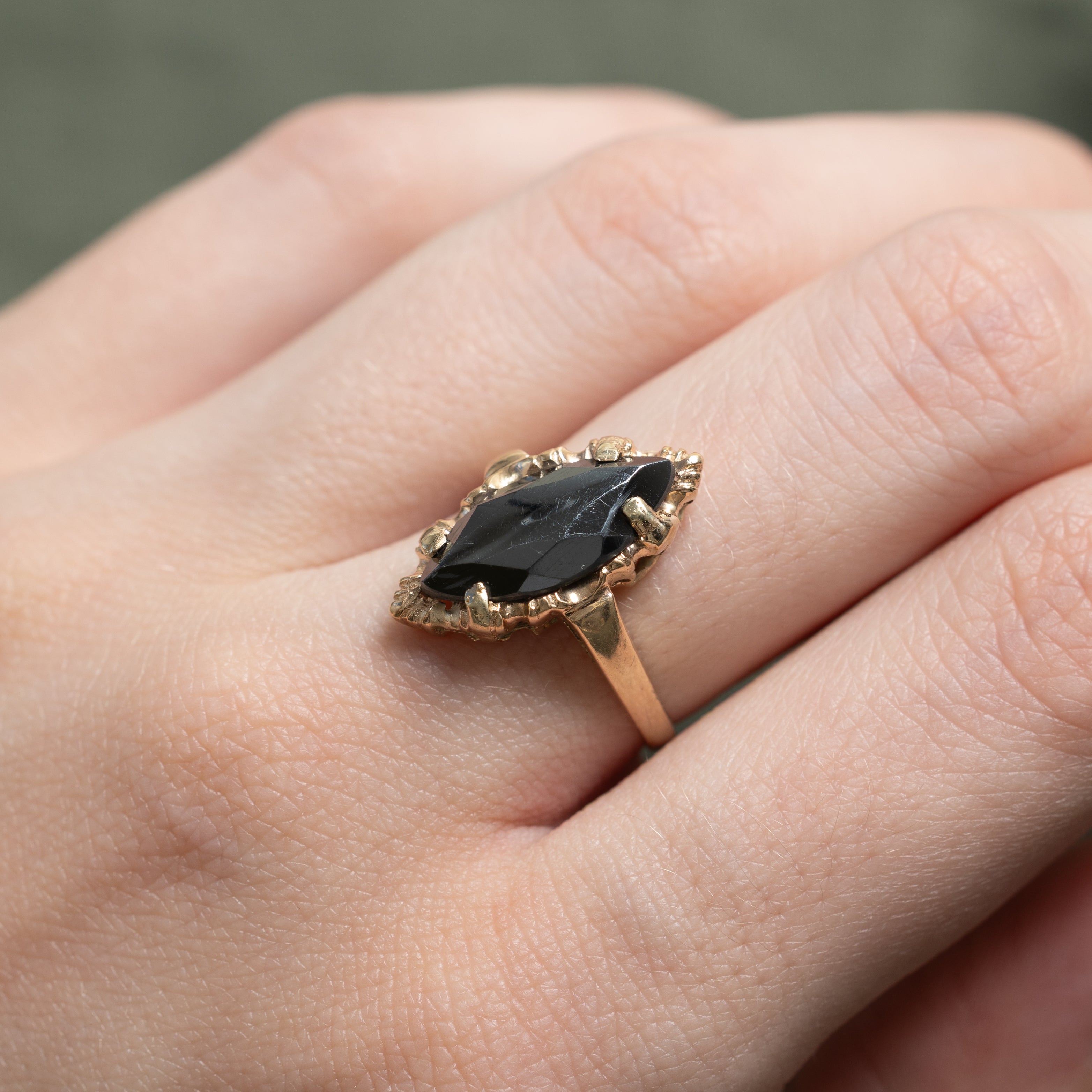 Hematite Navette Ring | SZ 5.75