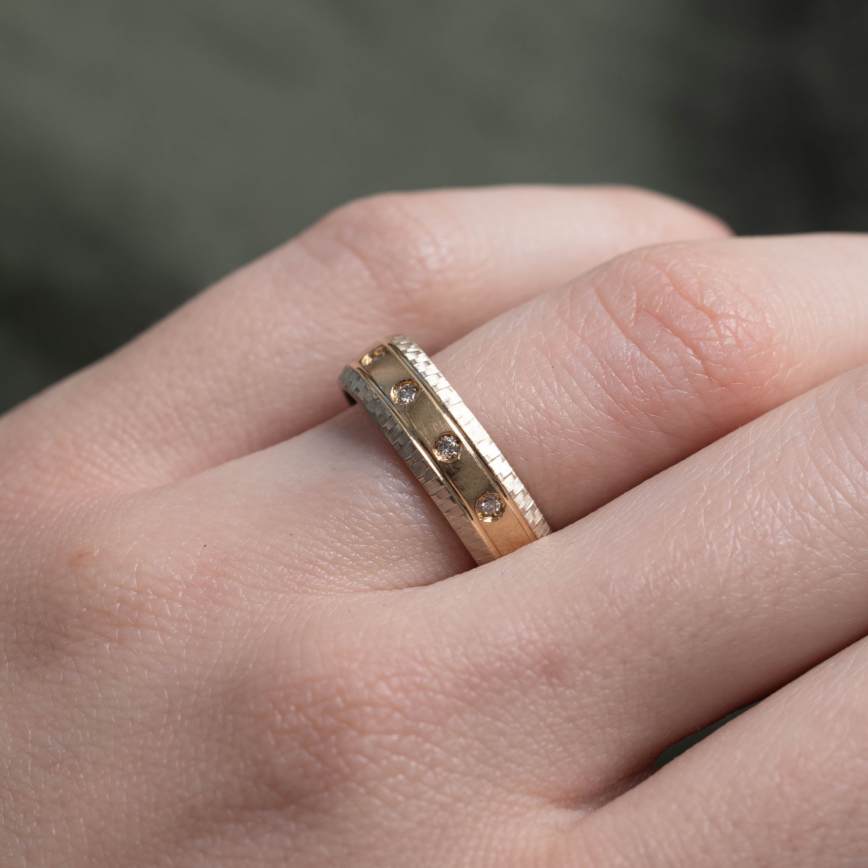 14k Two Tone Eternity Flush Set  Diamond Band | 5.65mm | SZ 5.75