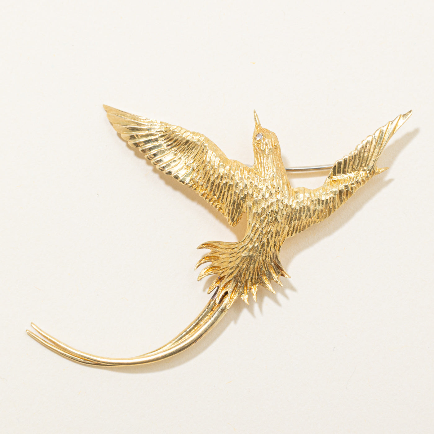 18k Yellow Gold Diamond Large Phoenix Brooch