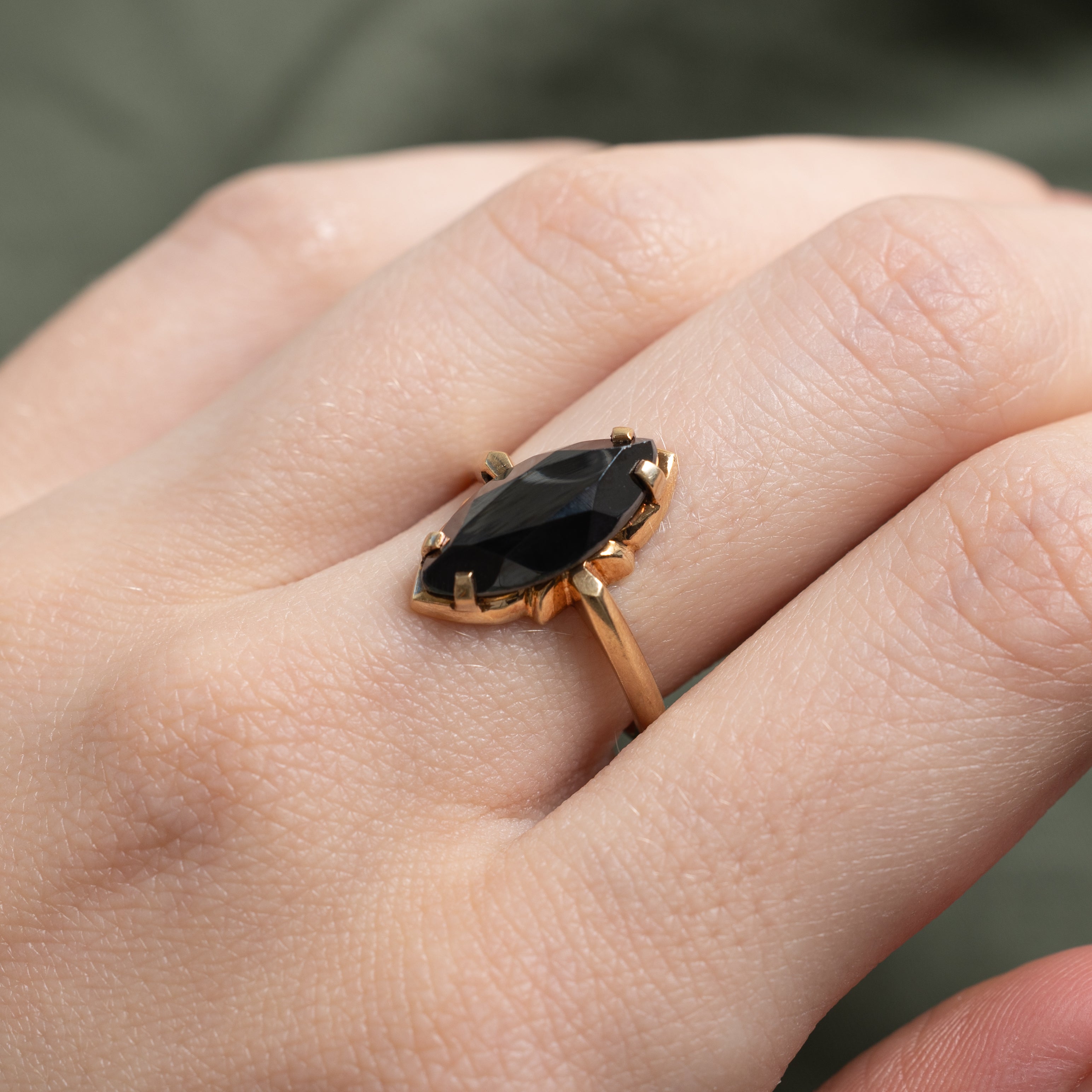 Hematite Navette Ring | SZ 6.5