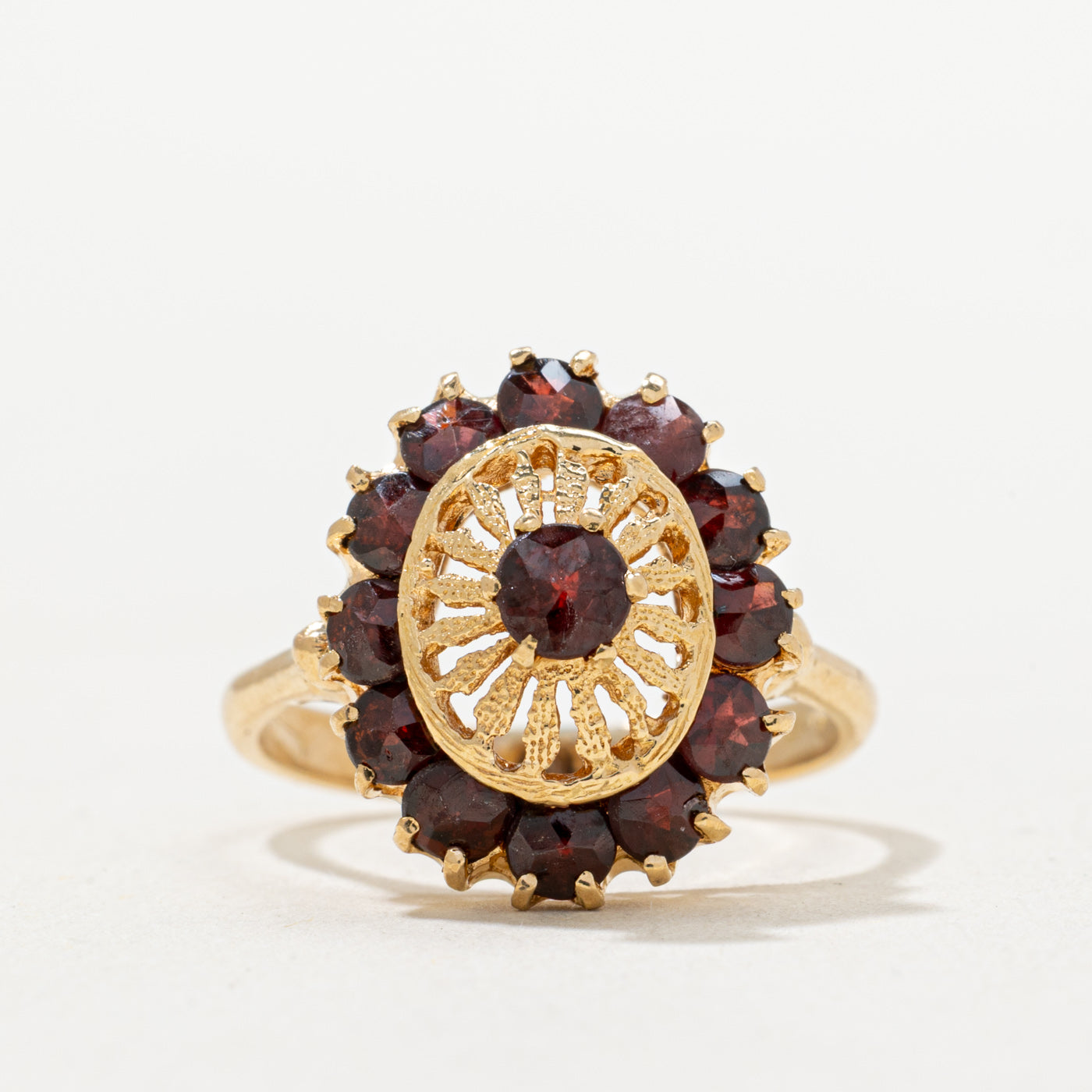 Garnet Petal Cocktail Ring | 1.45ctw | SZ 8.25