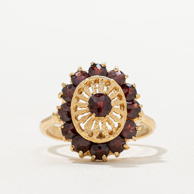 Garnet Petal Cocktail Ring | 1.45ctw | SZ 8.25