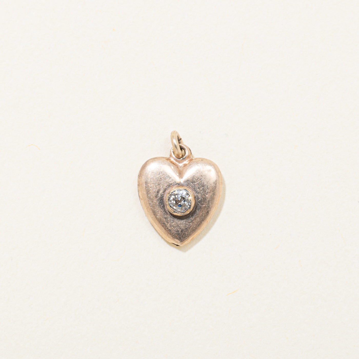 8k Bezel Set Diamond Puffed Heart Charm
