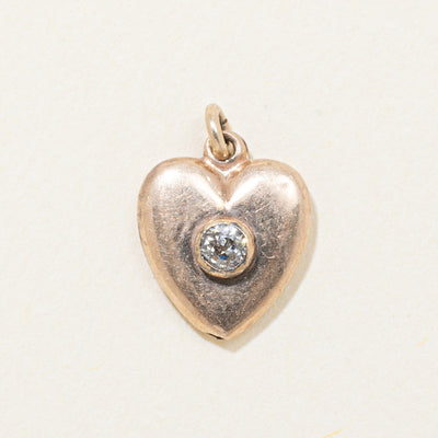8k Bezel Set Diamond Puffed Heart Charm