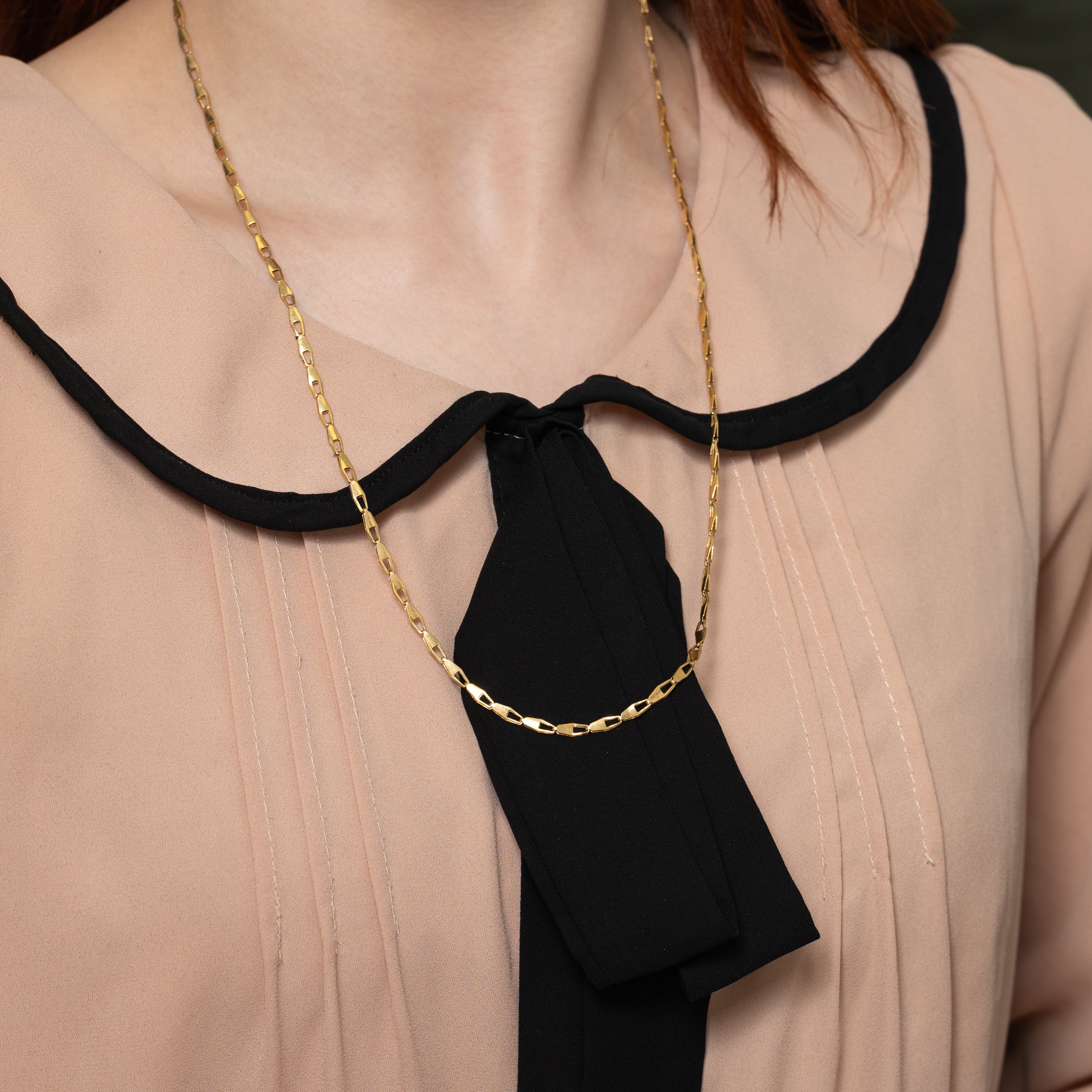 Italian 18k Yellow Gold Flat Barleycorn Chain | 24"
